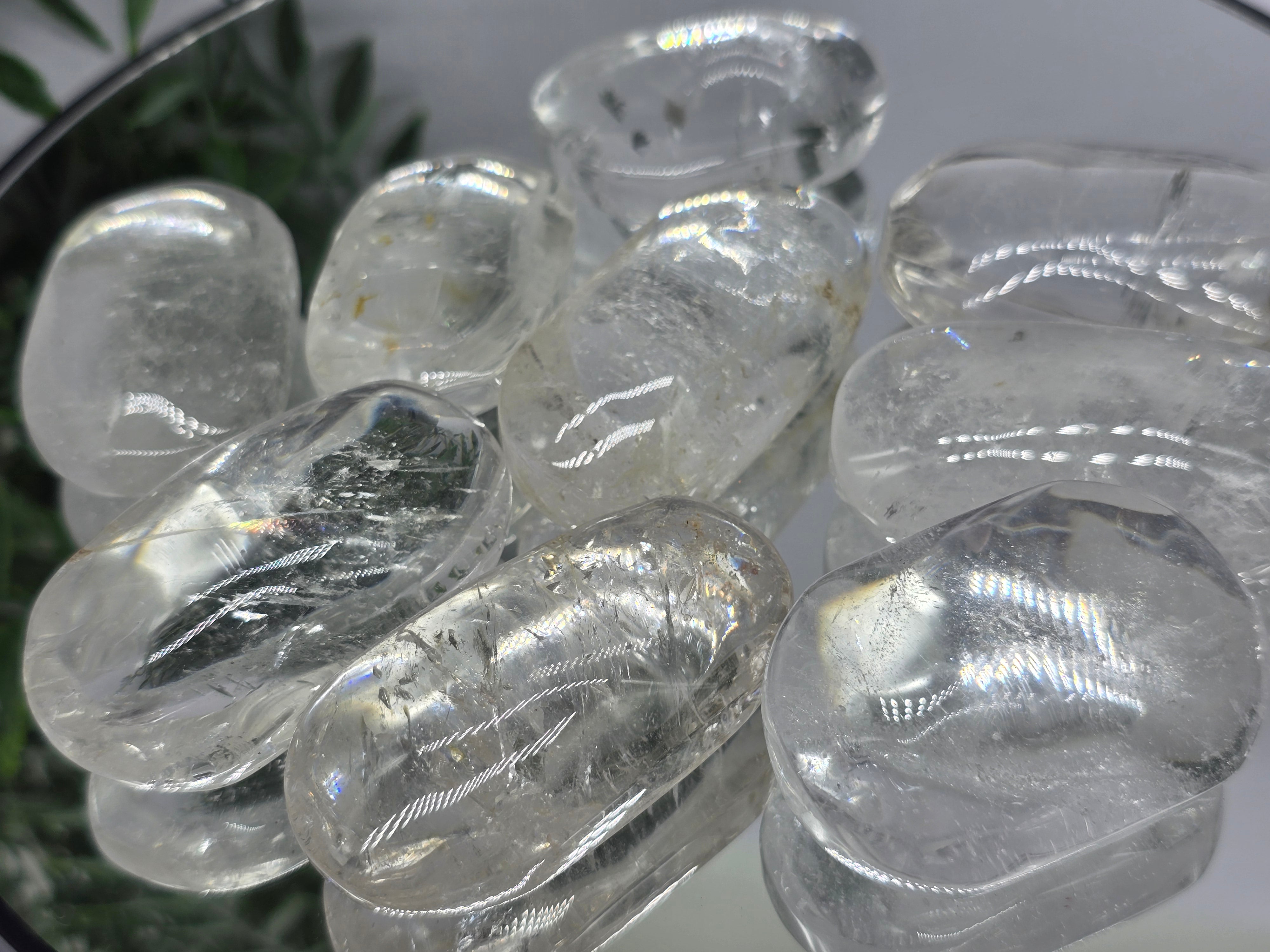 Clear Quartz Palm Stone AAA Grade Crystal Wellness