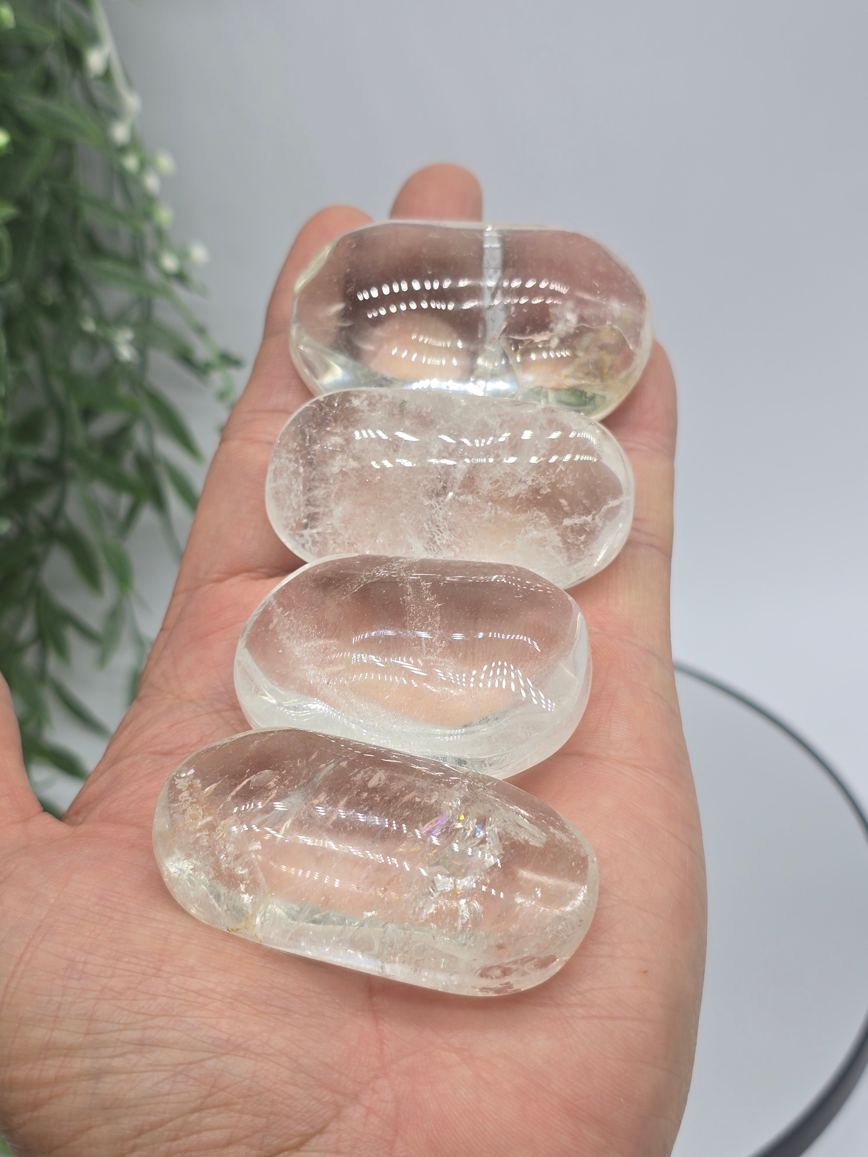 Clear Quartz Palm Stone AAA Grade Crystal Wellness