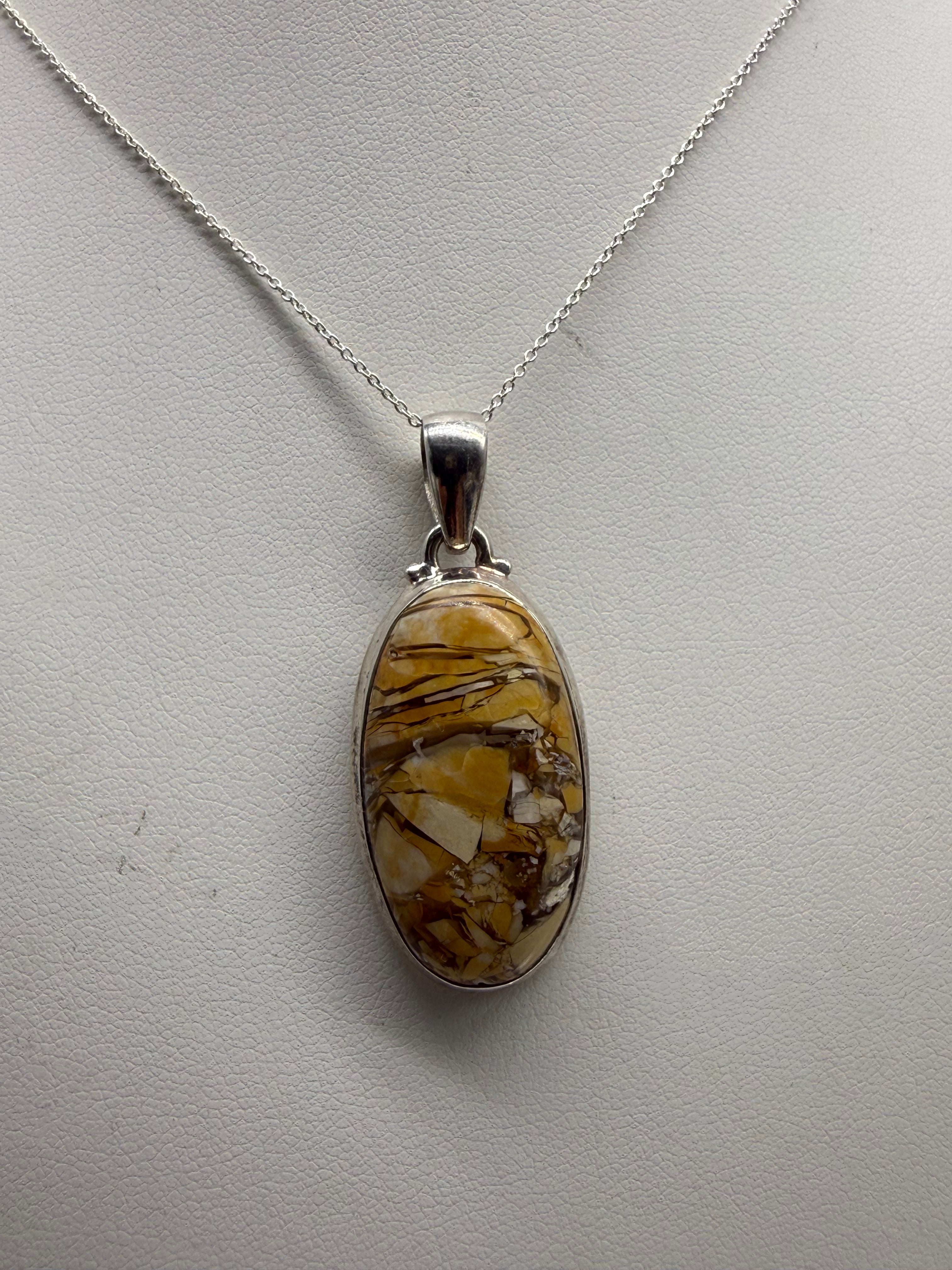 Picture Jasper Sterling Silver Pendant - 31x17 mm Crystal Wellness