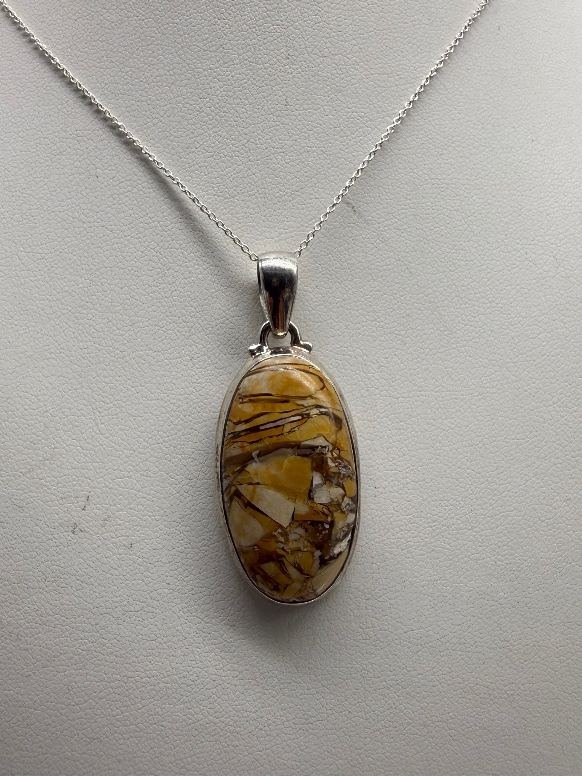 Picture Jasper Sterling Silver Pendant - 31x17 mm Crystal Wellness