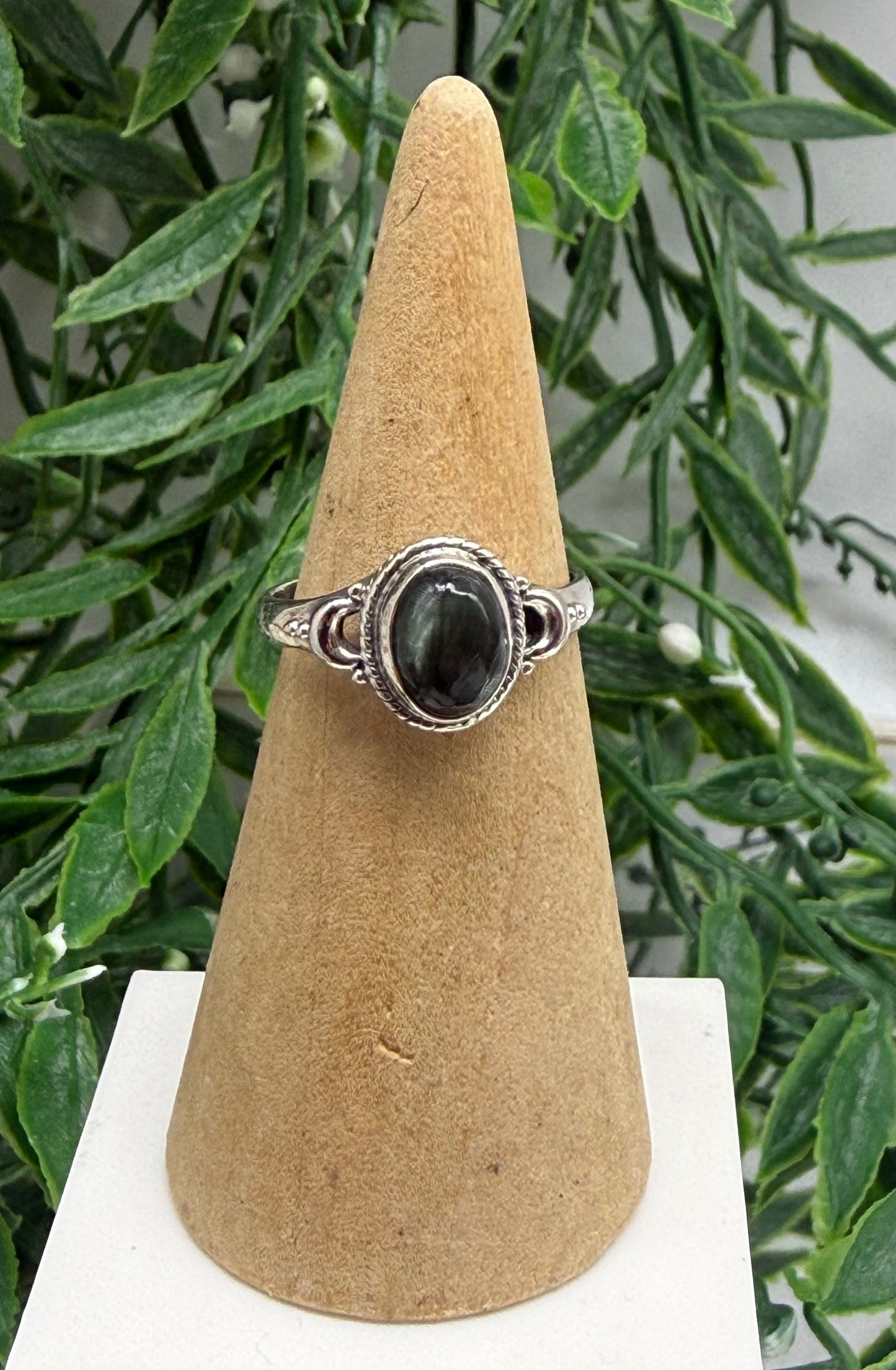 Seraphinite Sterling Silver Ring – 8x4mm, Size 7 Crystal Wellness