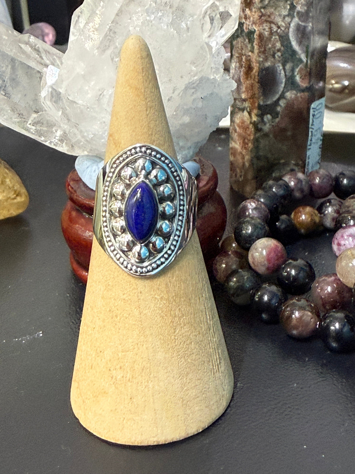 Lapis Lazuli Ring, size 6.5
Stone of Wisdom, Truth & Self-Expression Crystal Wellness