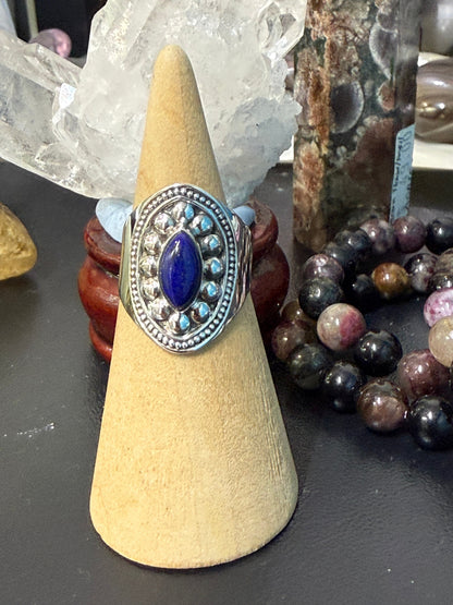 Lapis Lazuli Ring, size 6.5
Stone of Wisdom, Truth & Self-Expression Crystal Wellness