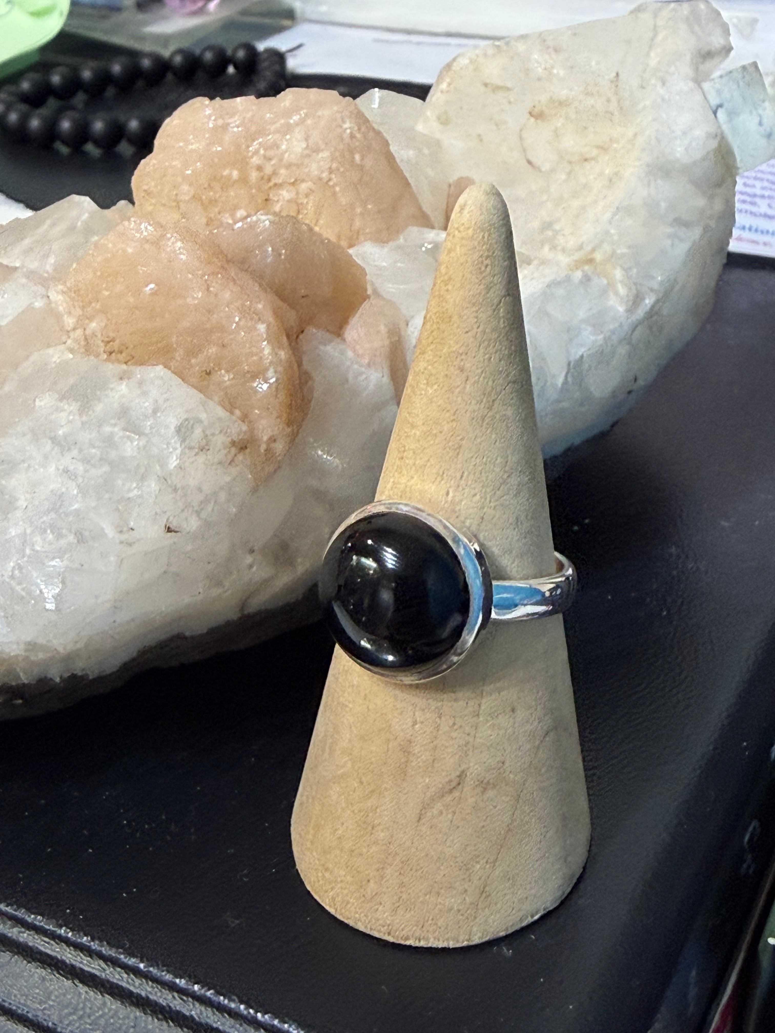 Black Onyx Ring, size 10
The Stone of Strength, Protection & Inner Power Crystal Wellness