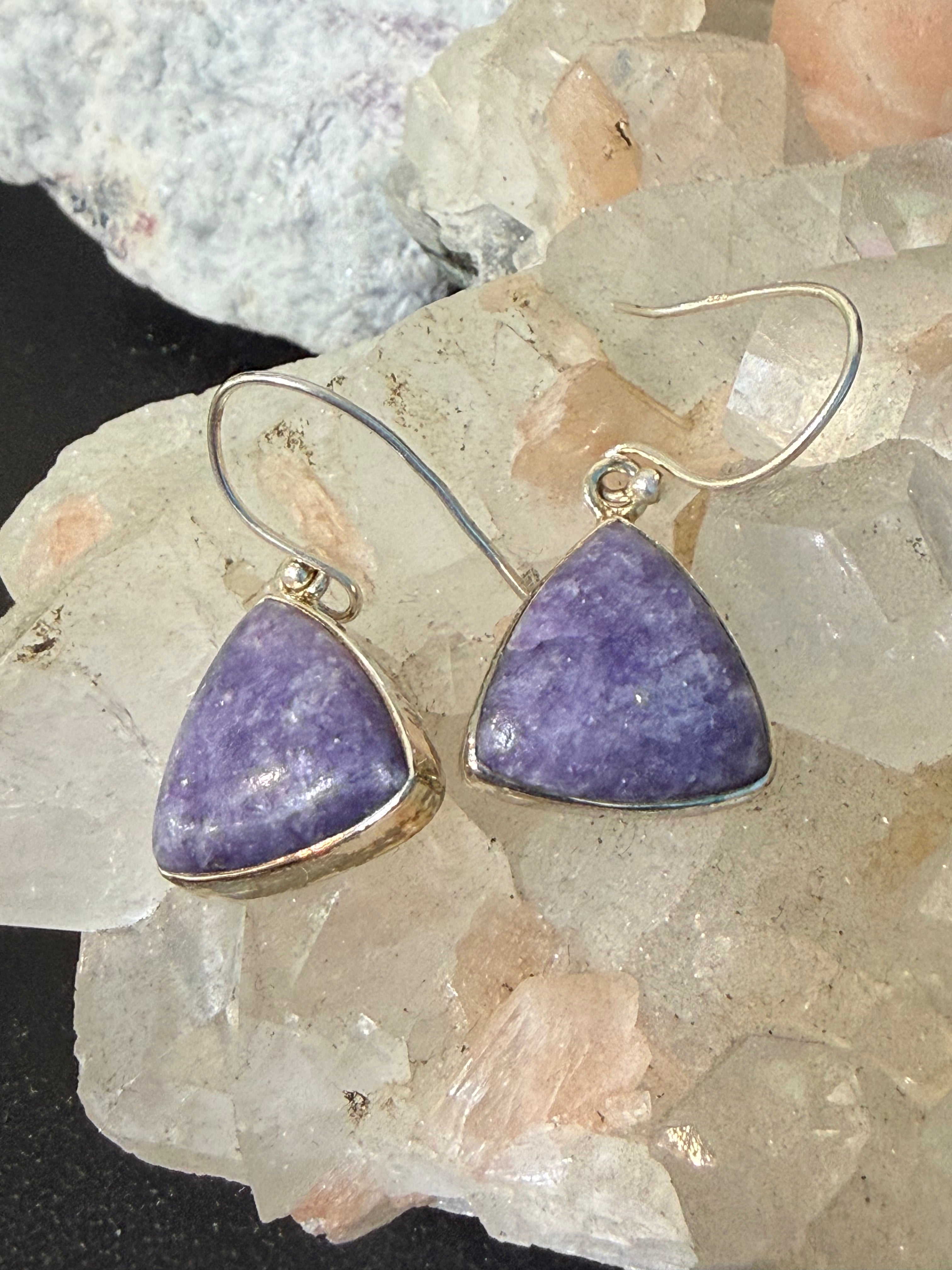Lepidolite Earrings — Serenity in Soft Lavender, 15mmx15mm Crystal Wellness