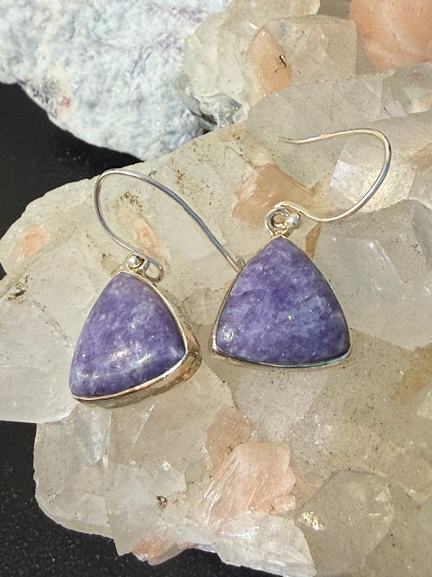 Lepidolite Earrings — Serenity in Soft Lavender, 15mmx15mm Crystal Wellness
