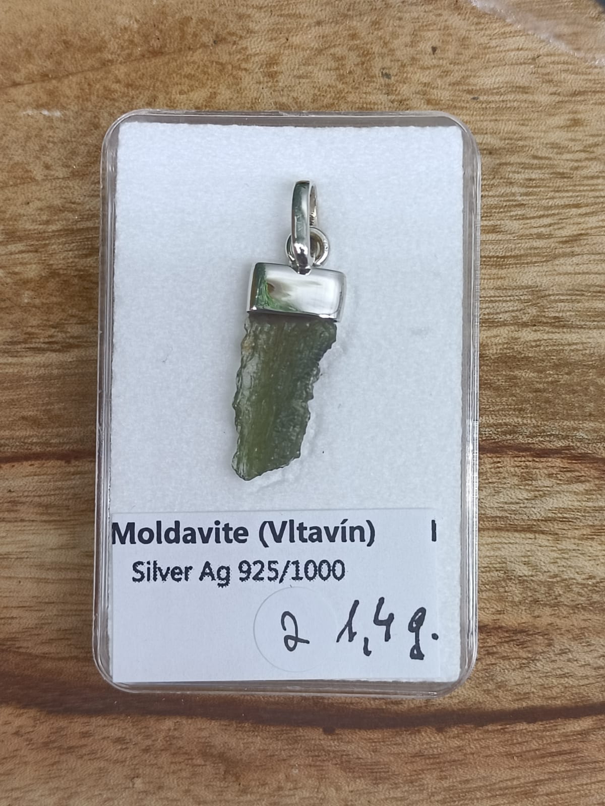 Authentic Moldavite 925 Silver Pendant 2.2g 16x11mm Crystal Wellness