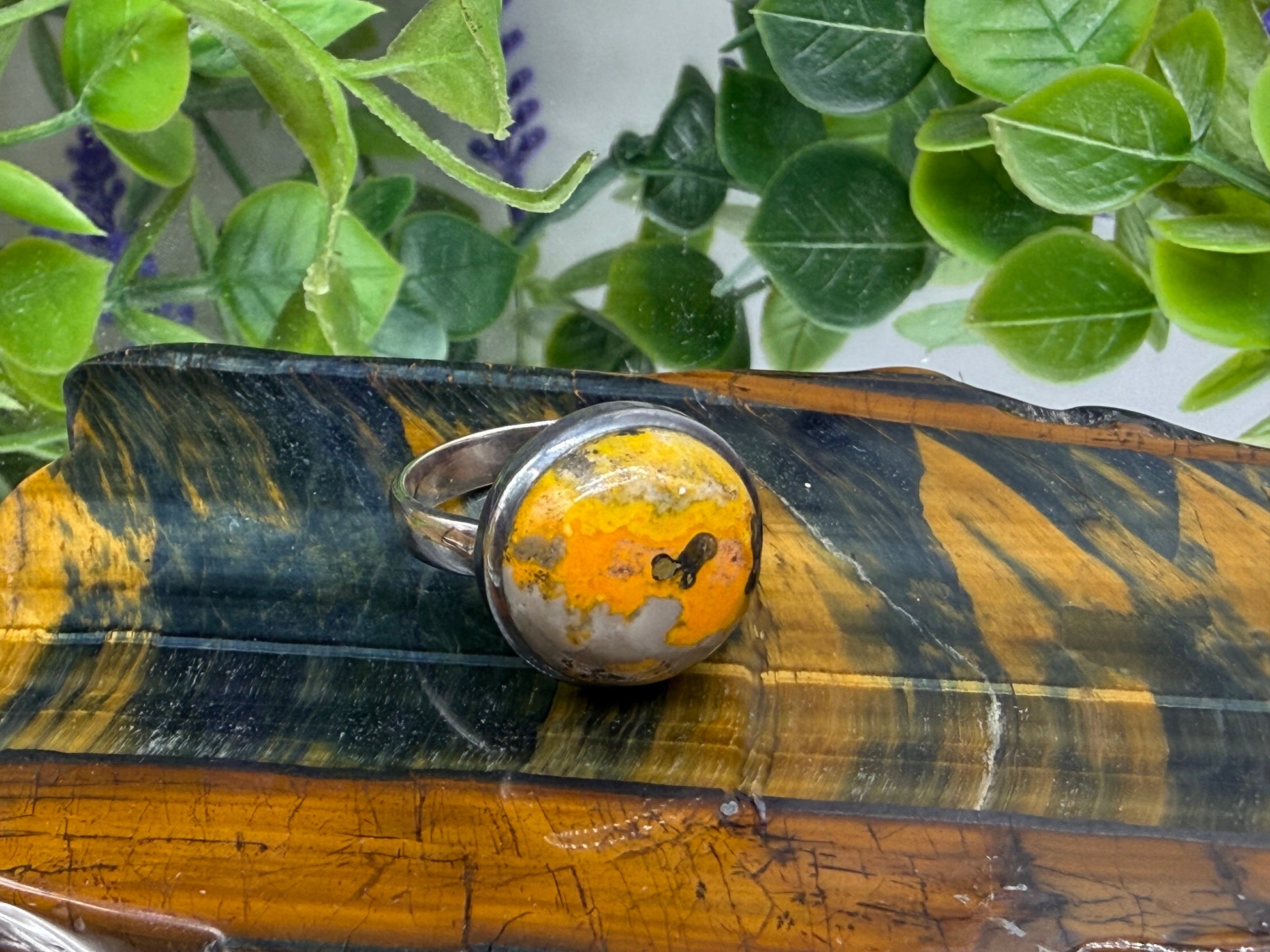 🐝 Bumblebee Jasper Ring — Joy, Confidence & Creative Vitality, size 9.5 Crystal Wellness