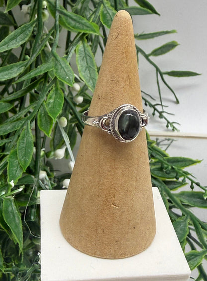 Seraphinite Sterling Silver Ring – 8x4mm, Size 7 Crystal Wellness