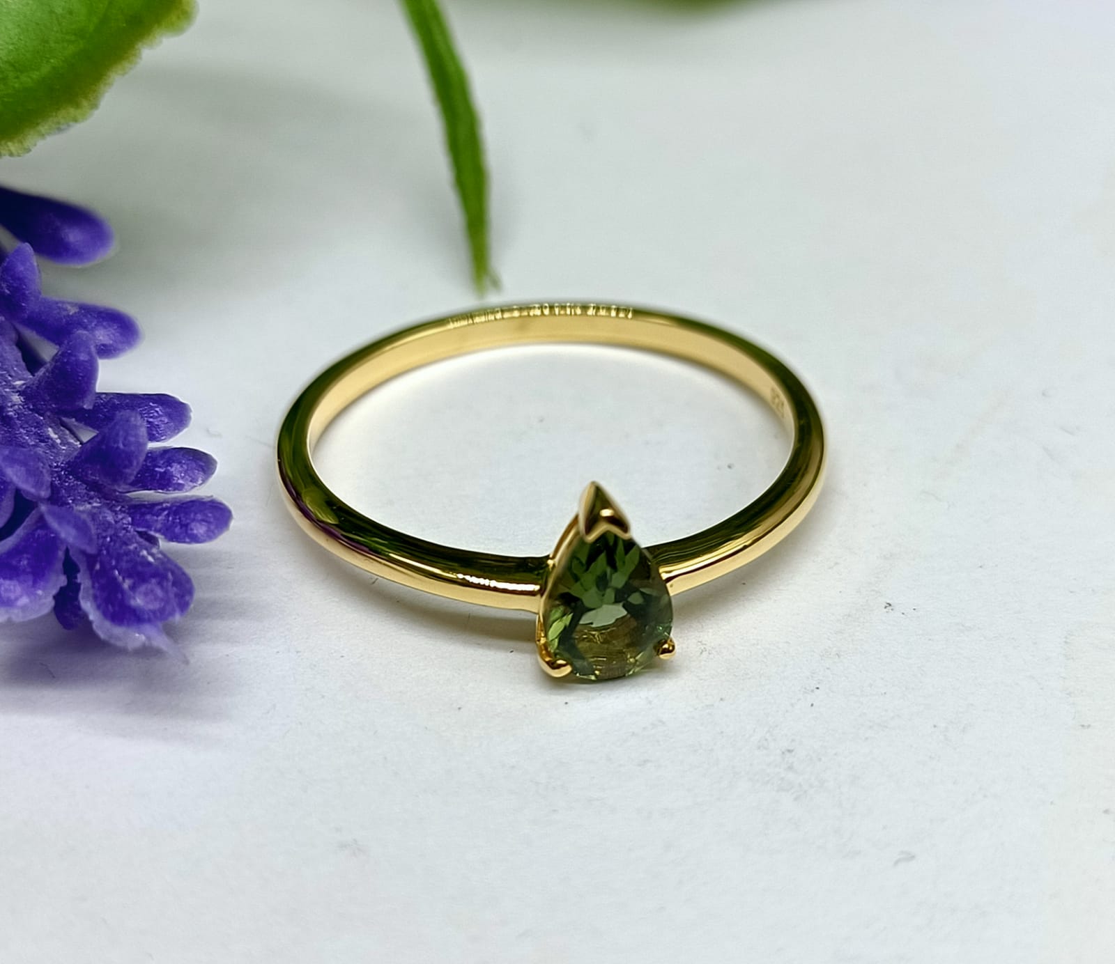 Authentic AAA Grade (Oval Faceted) Moldavite 18ct Gold Vermeil Ring Crystal Wellness