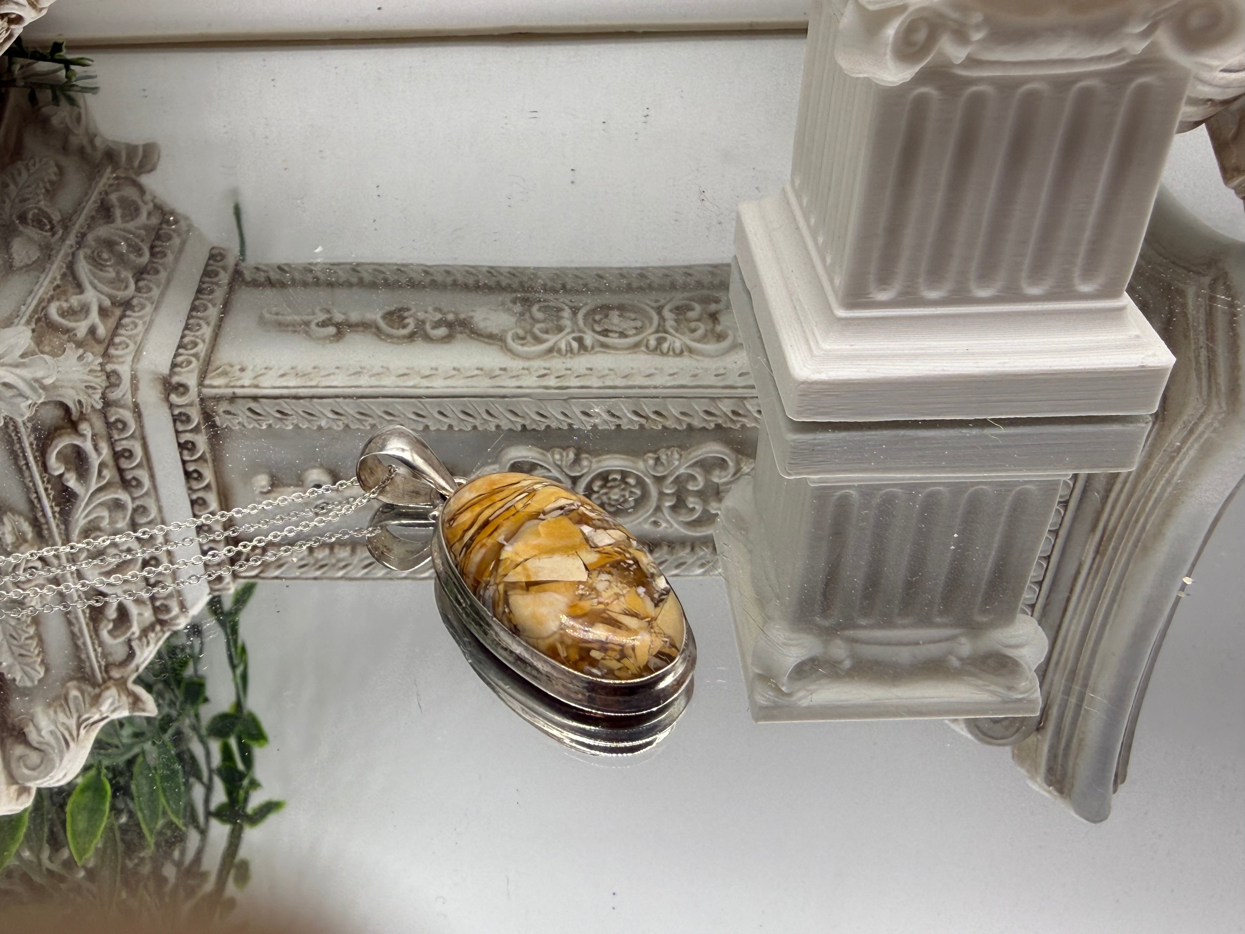 Picture Jasper Sterling Silver Pendant - 31x17 mm Crystal Wellness