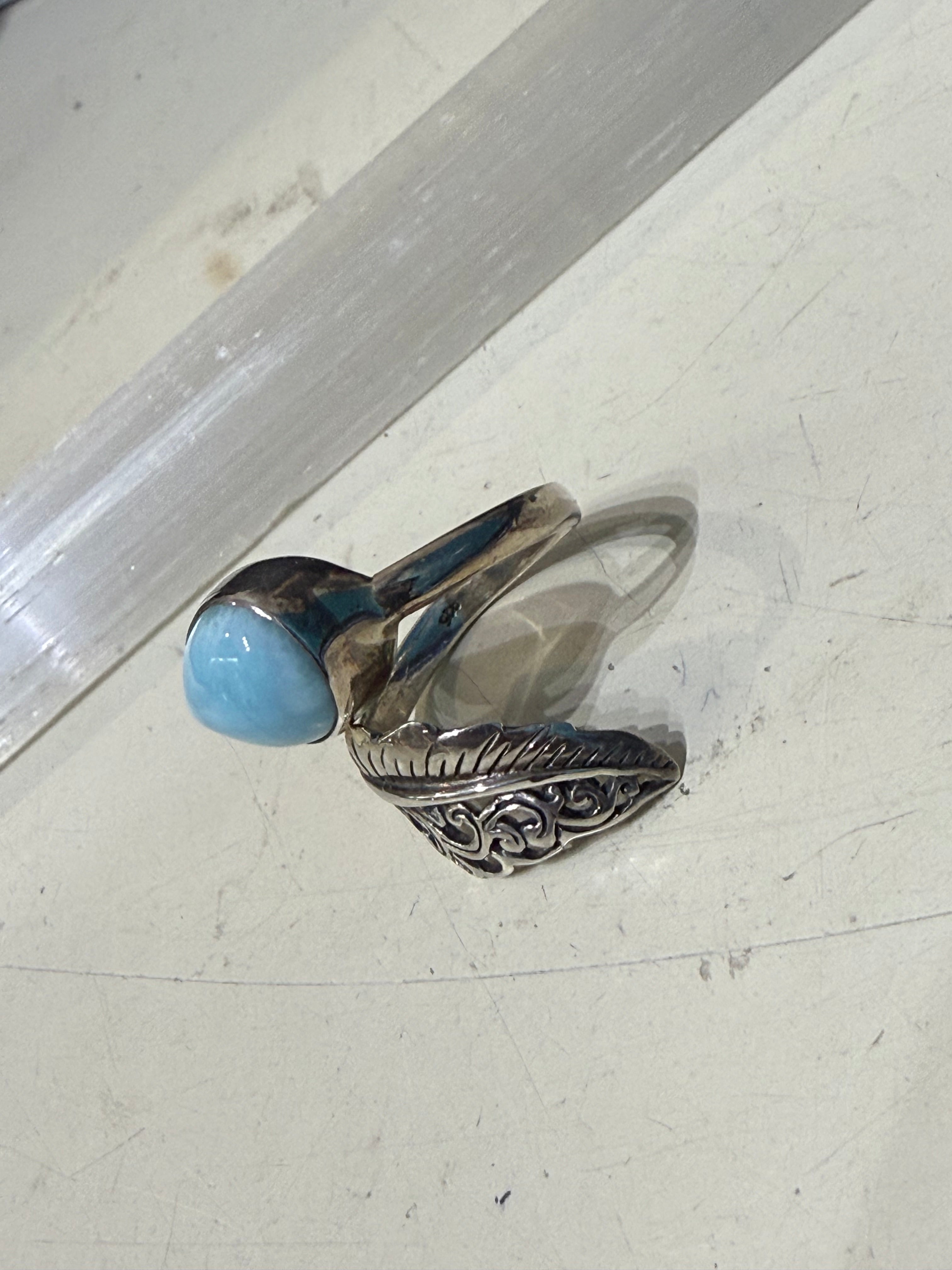Larimar Ring – Ocean of Serenity, adjustable Size 7 Crystal Wellness