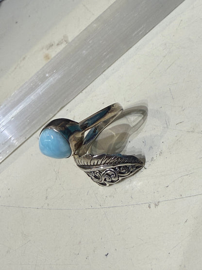 Larimar Ring – Ocean of Serenity, adjustable Size 7 Crystal Wellness