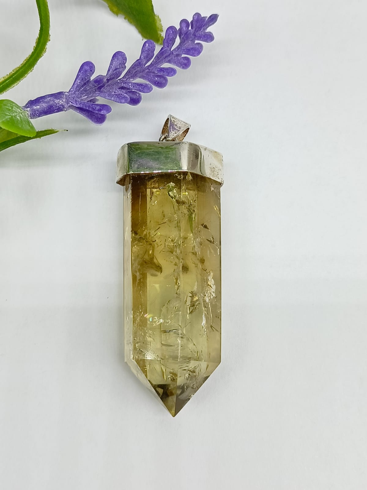 Genuine Natural Citrine 925 silver Large Pendant 51x18mm Crystal Wellness