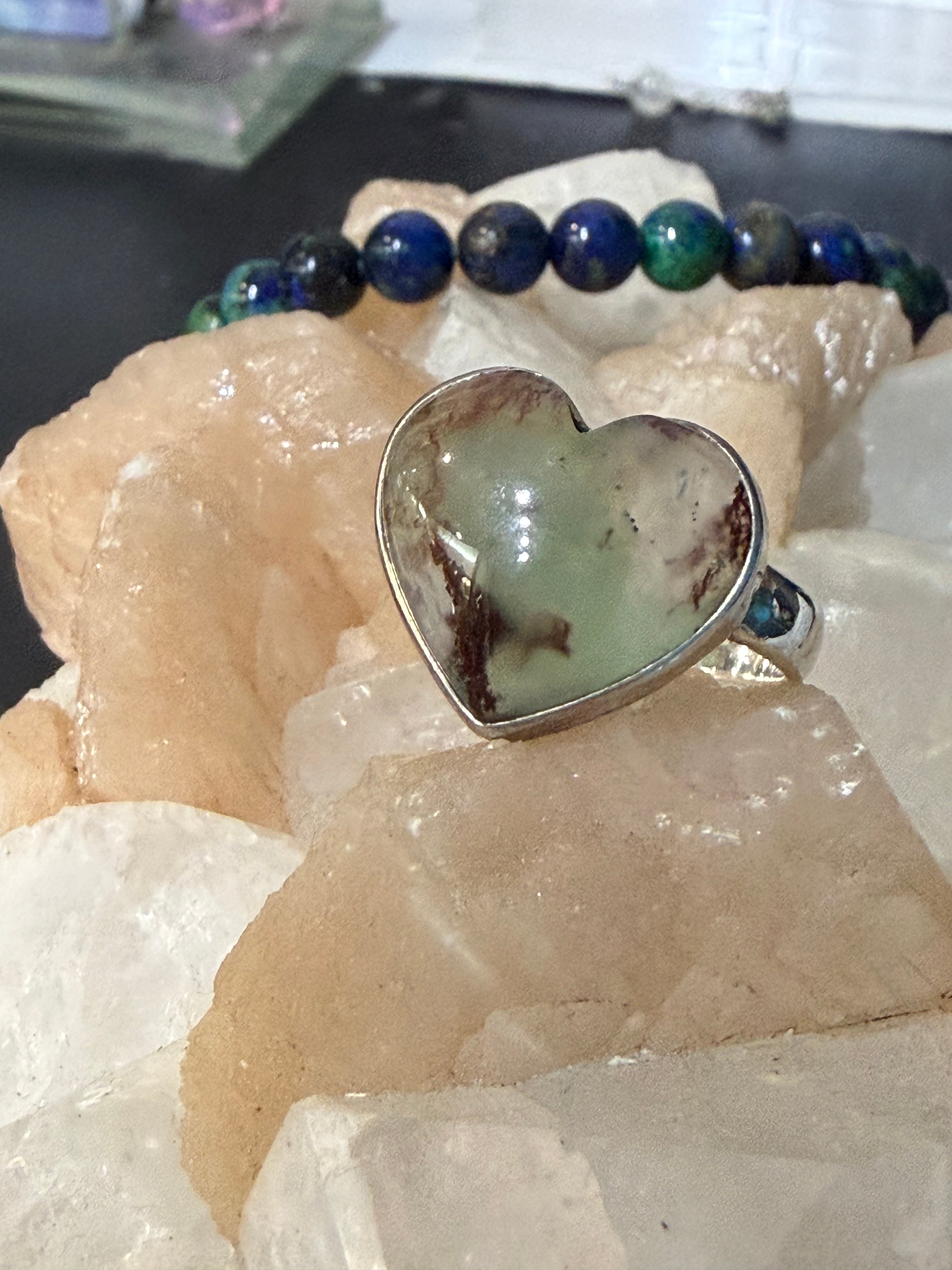 Aquaprase Ring, size 8.5 — The Stone of Calm & Renewal Crystal Wellness