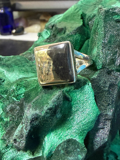 Pyrite & Magnetite Sterling Silver Ring – Size 7 Crystal Wellness