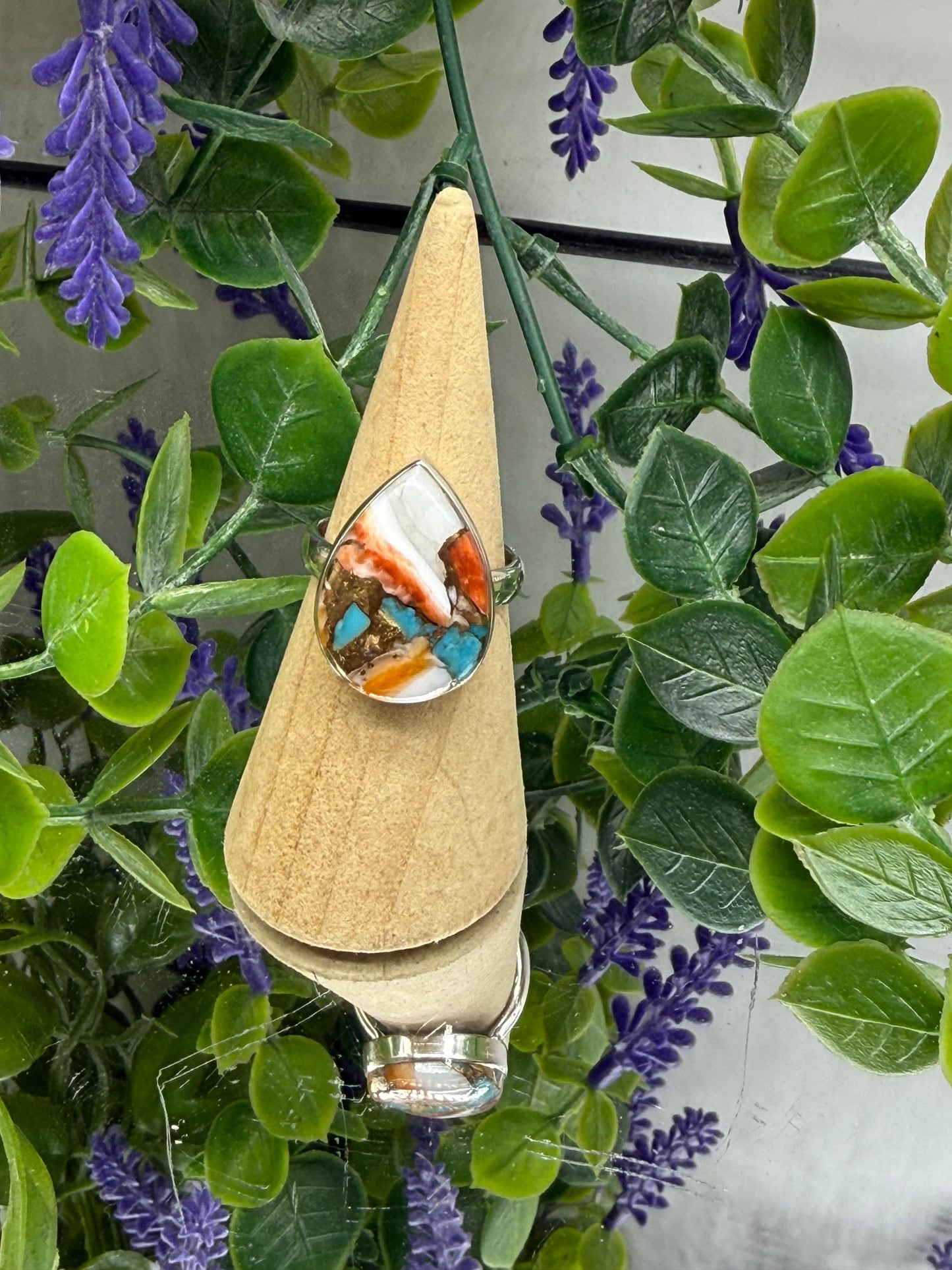 Spiny Oyster Turquoise Ring — Joy, Protection & Vitality, size 8 Crystal Wellness