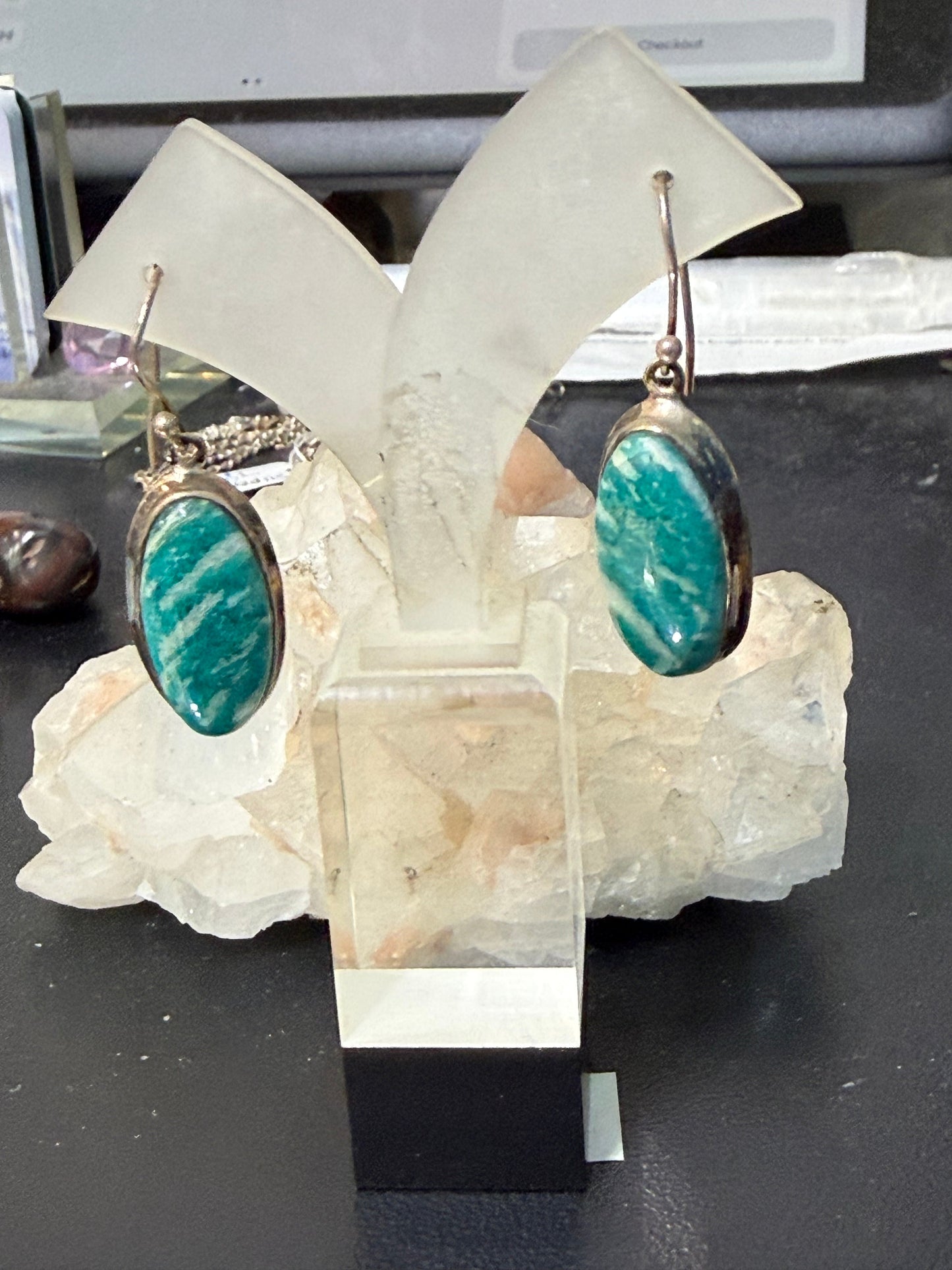 Amazonite Earrings – Serenity, Truth & Heartfelt Harmony, 22mmx13mm Crystal Wellness