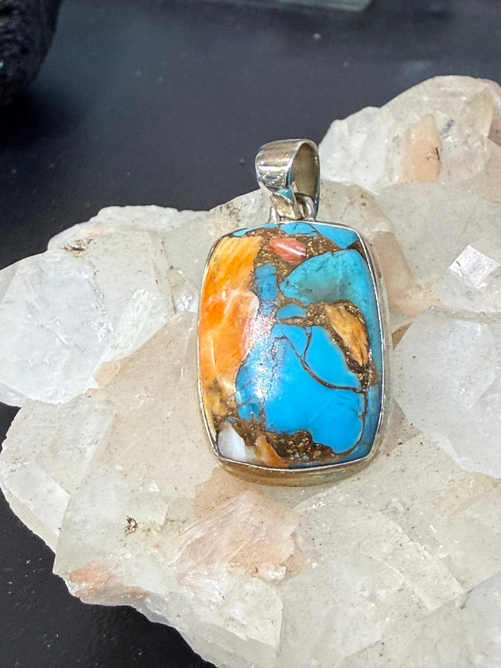 Spiny Oyster Turquoise Pendant — Sacred Fire & Heart Connection, 28mmx18mm Crystal Wellness