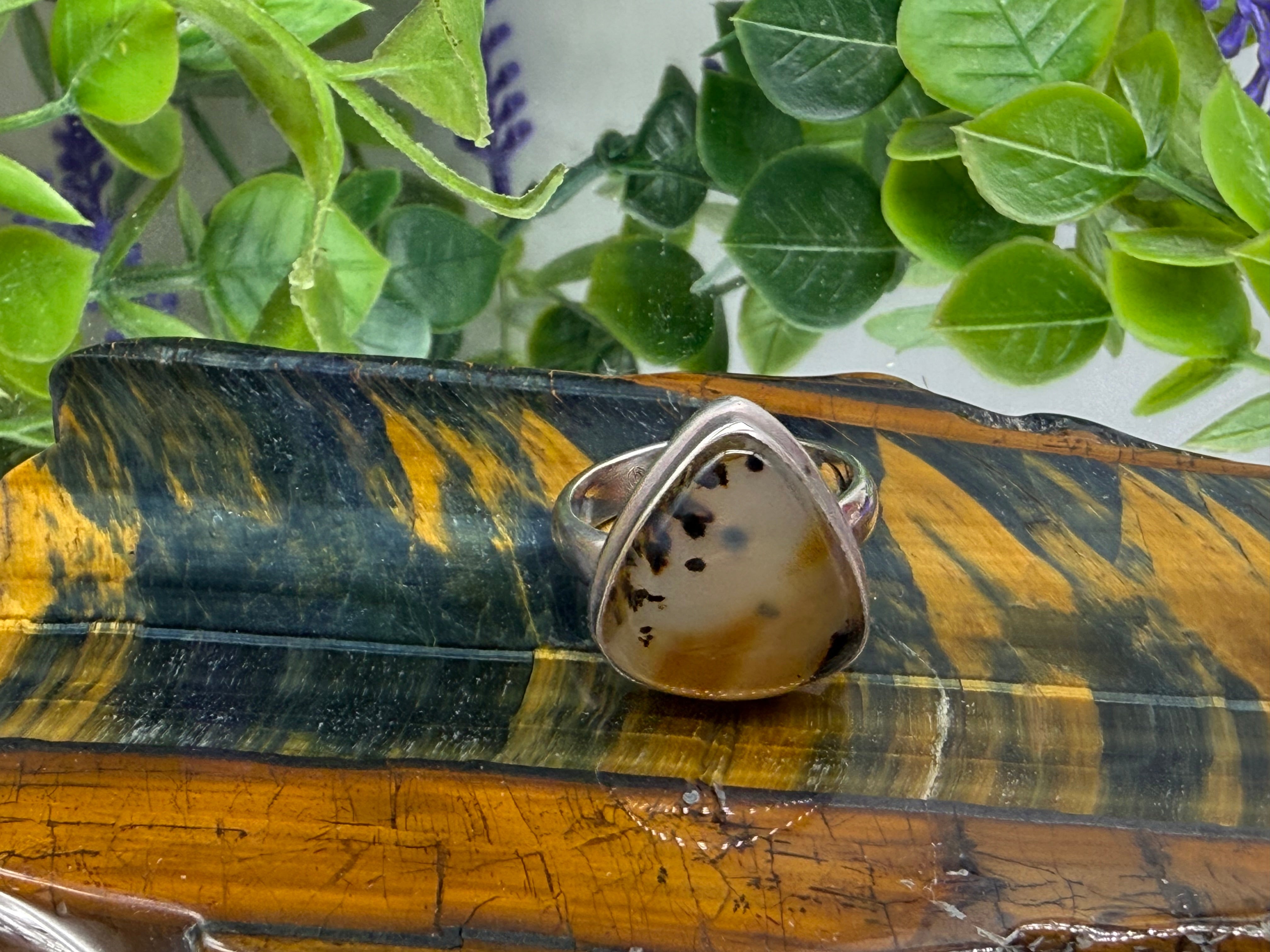 Montana Agate Ring — Earthly Wisdom & Steady Growth, size 7.5 Crystal Wellness