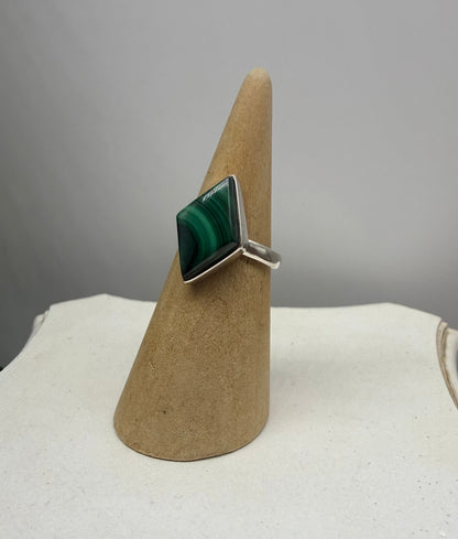 Malachite Ring in 925 Sterling Silver - Size 9 Crystal Wellness