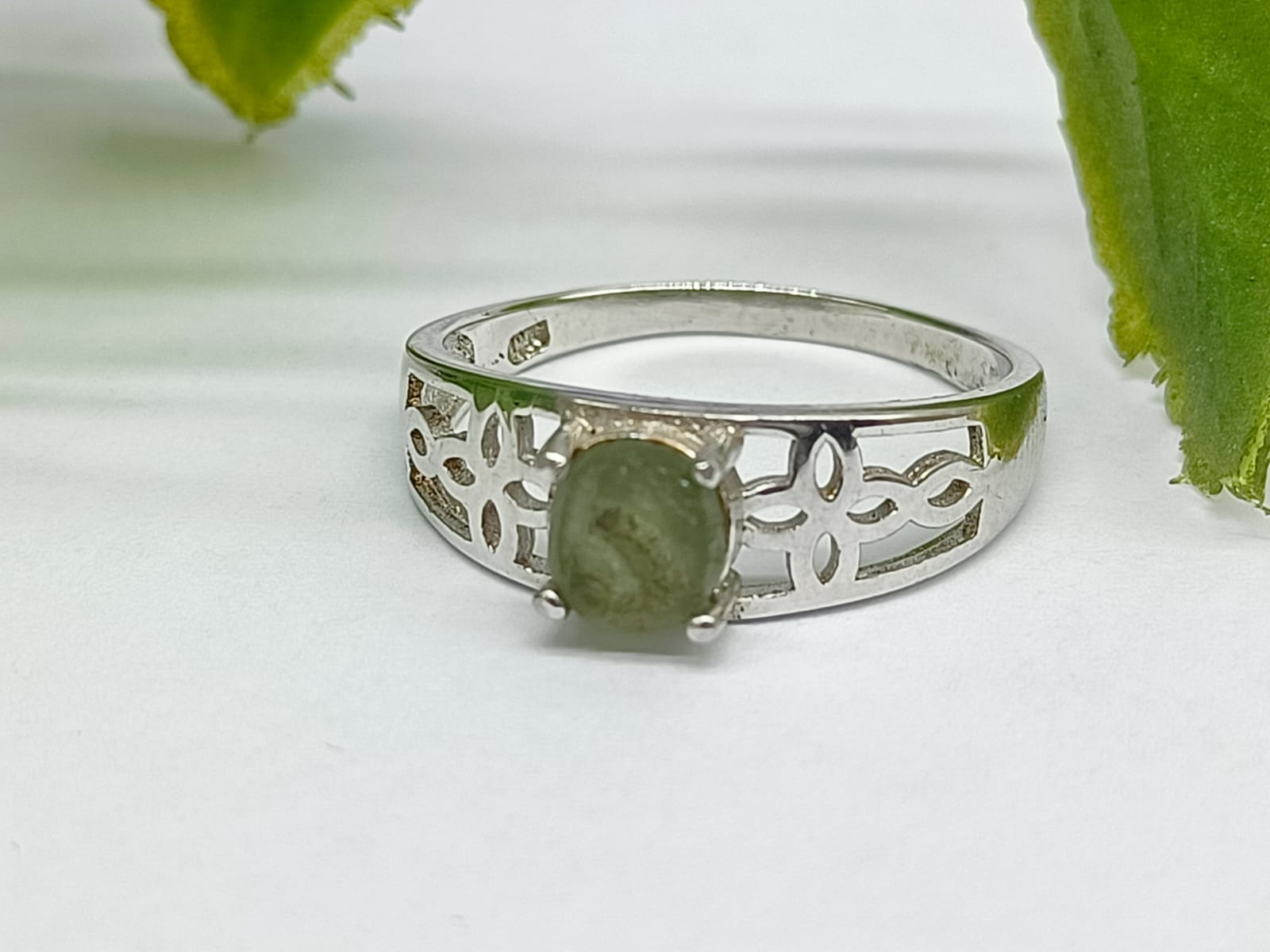Authentic Moldavite 925 Silver Ring Size 6 Crystal Wellness