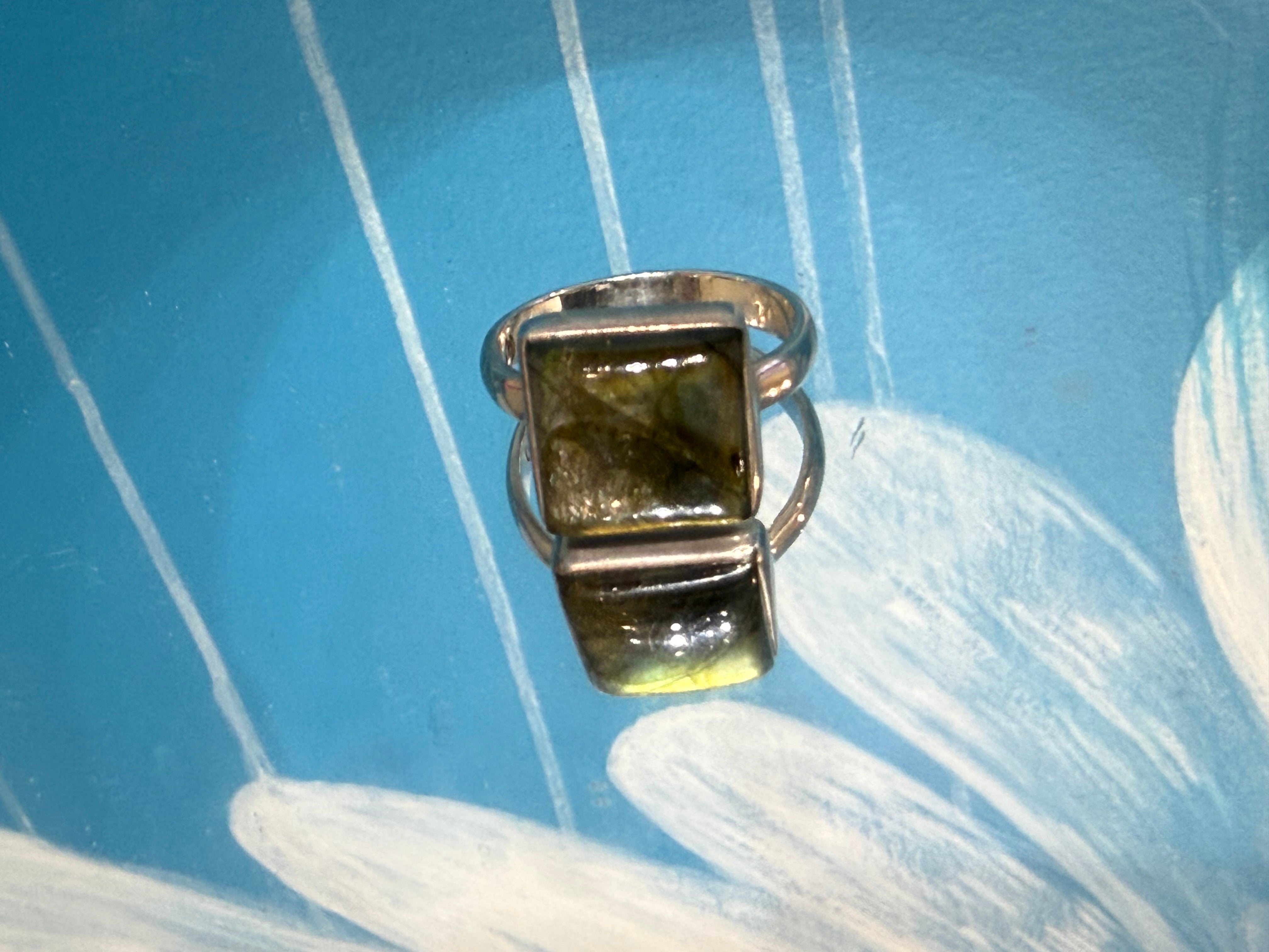 Mystic Labradorite Ring, size 10 — The Stone of Transformation & Inner Light Crystal Wellness