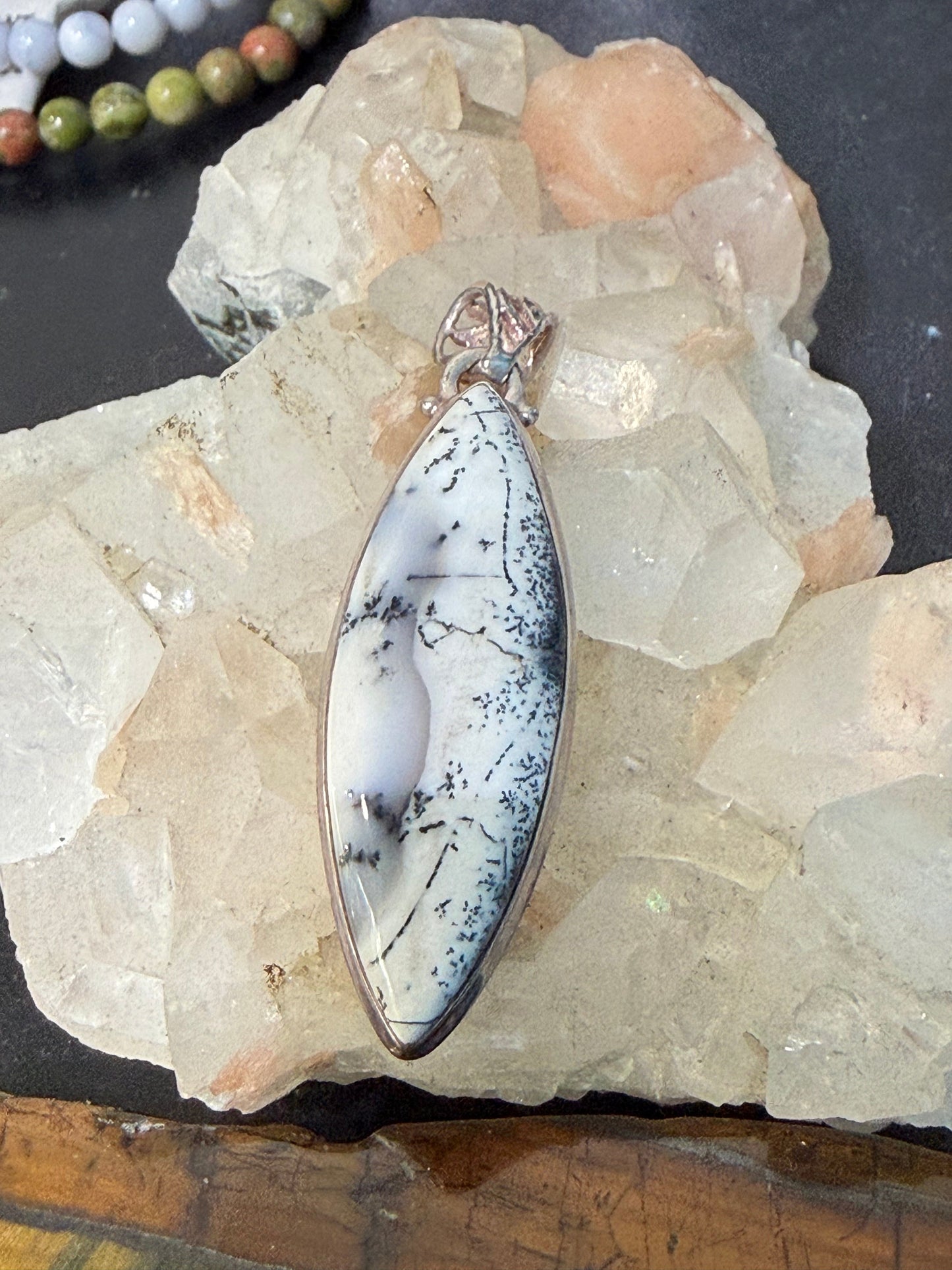 Dendritic Opal Pendant, 45mmx16mm Crystal Wellness