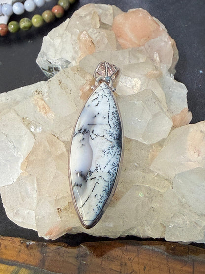 Dendritic Opal Pendant, 45mmx16mm Crystal Wellness