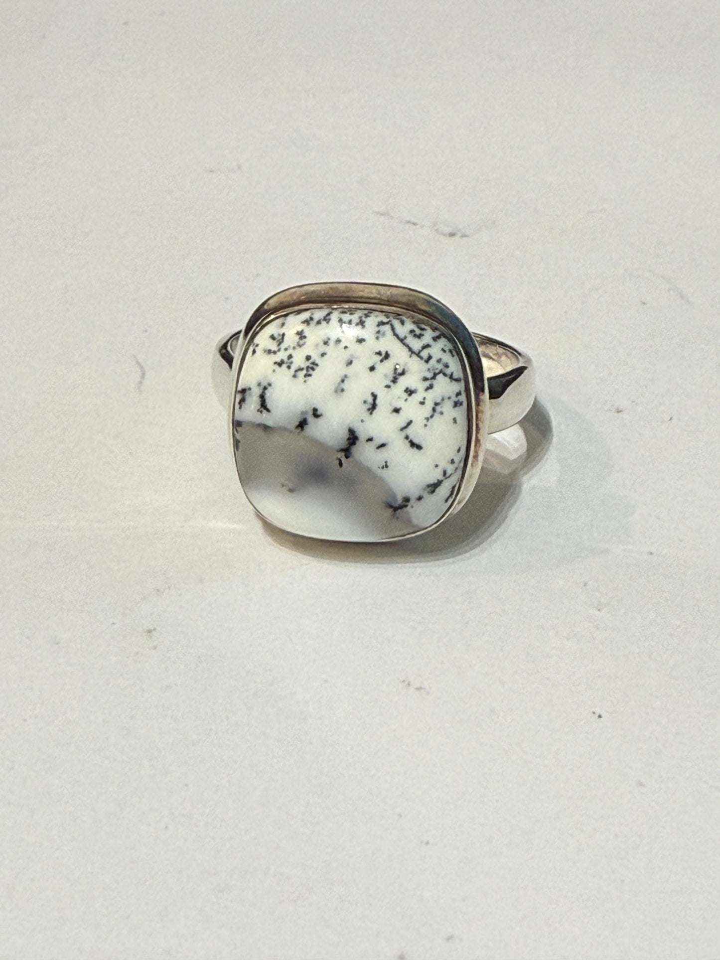 Whispers of the Ancient Forest – Dendritic Opal Sterling Silver Ring | Size 8.5 Crystal Wellness