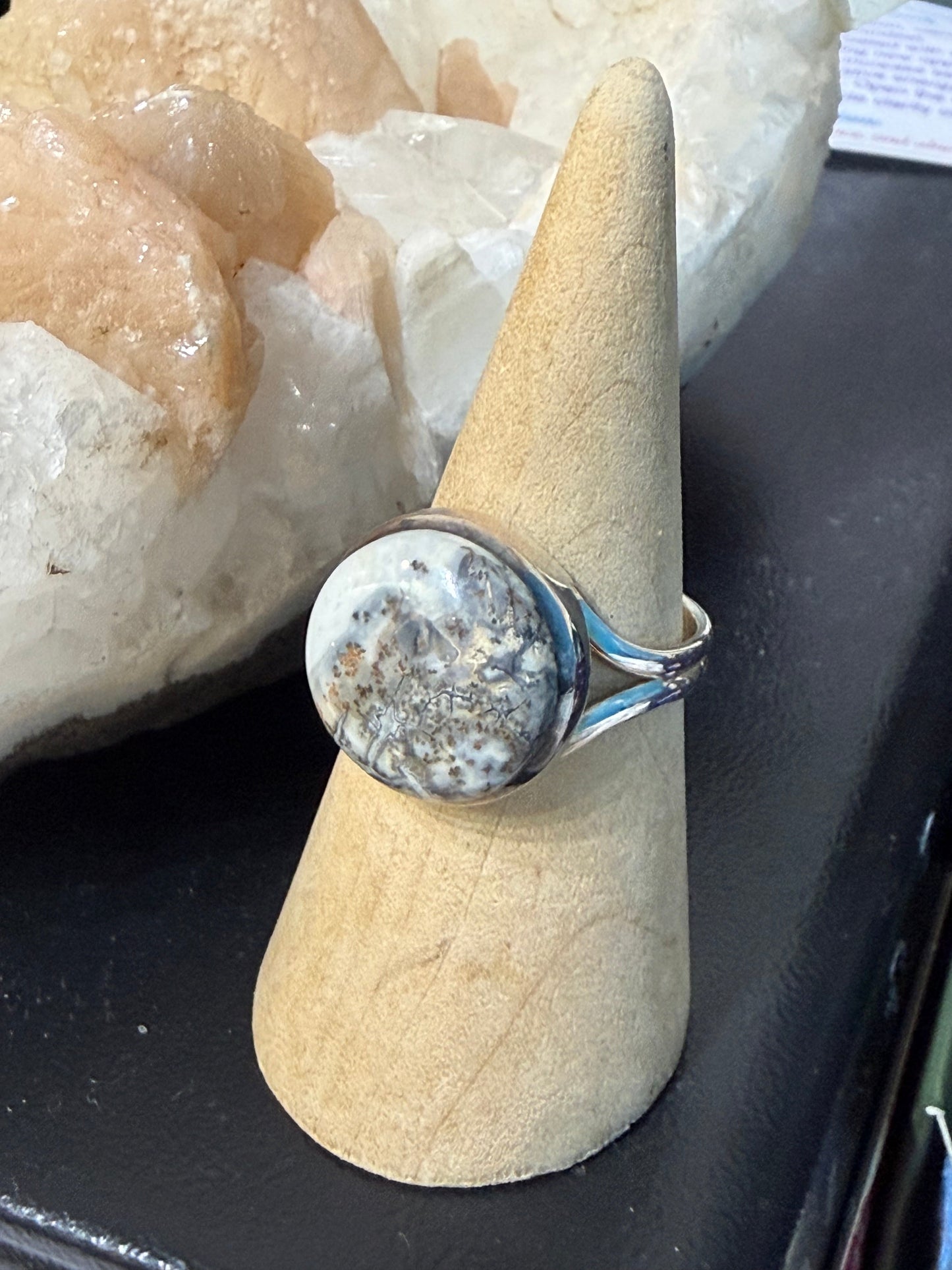 White Maligano Jasper Ring, size 9 – A Stone of New Beginnings, Inner Harmony & Gentle Transformation Crystal Wellness