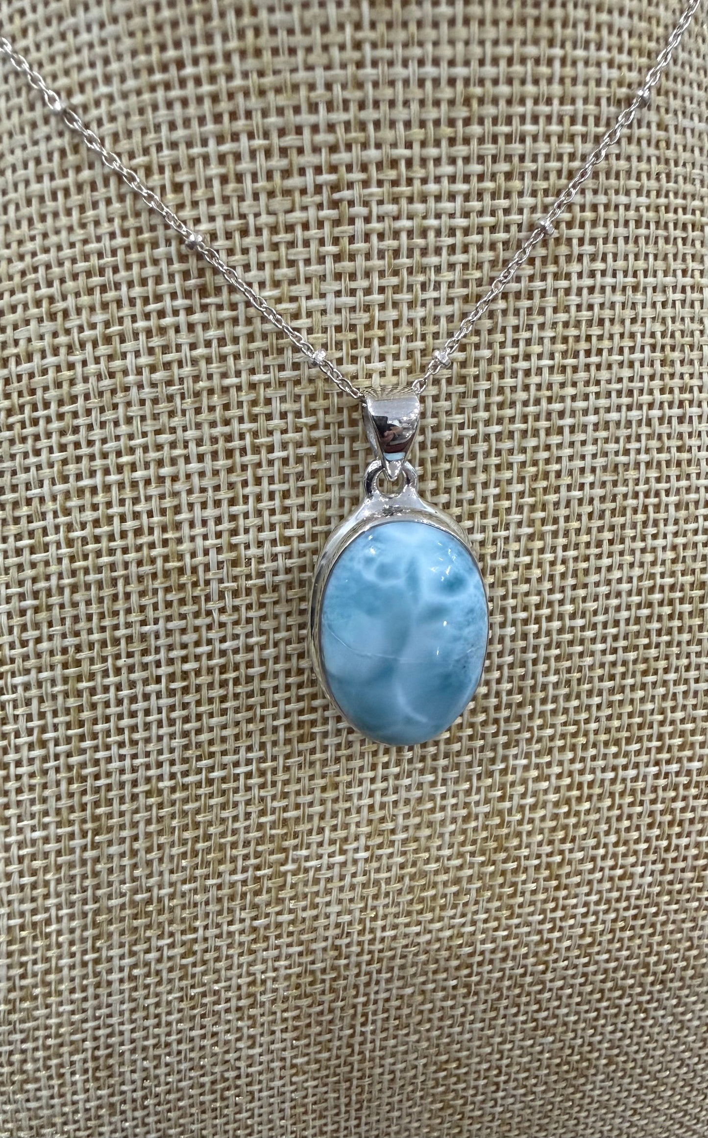 Larimar 925 Sterling Silver Pendant Crystal Wellness