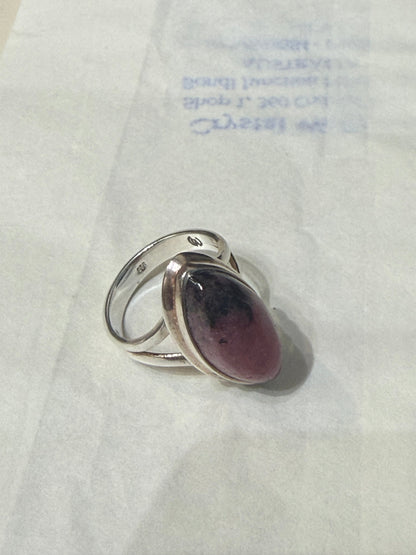 Rhodonite Sterling Silver Ring – Size 6 Crystal Wellness
