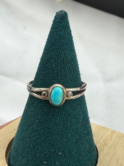 Turquoise & Zircon Harmony Ring, size 6 Crystal Wellness