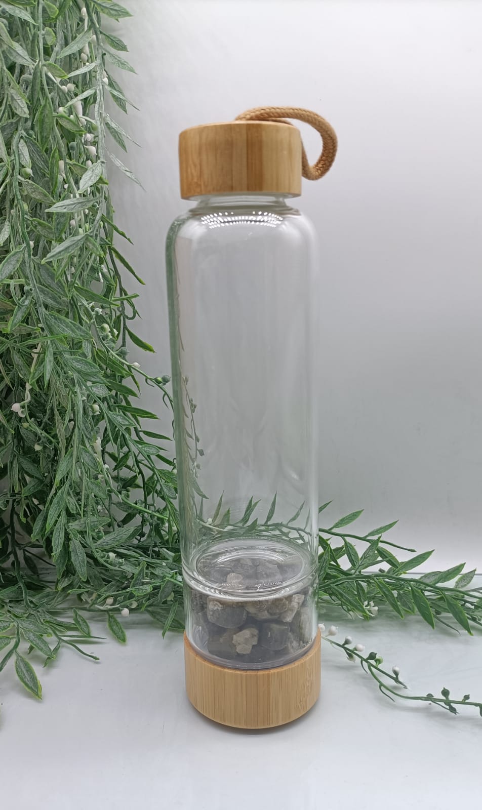 Green Tourmaline Energise Healing Bamboo Water Bottle - Crystal Wellness