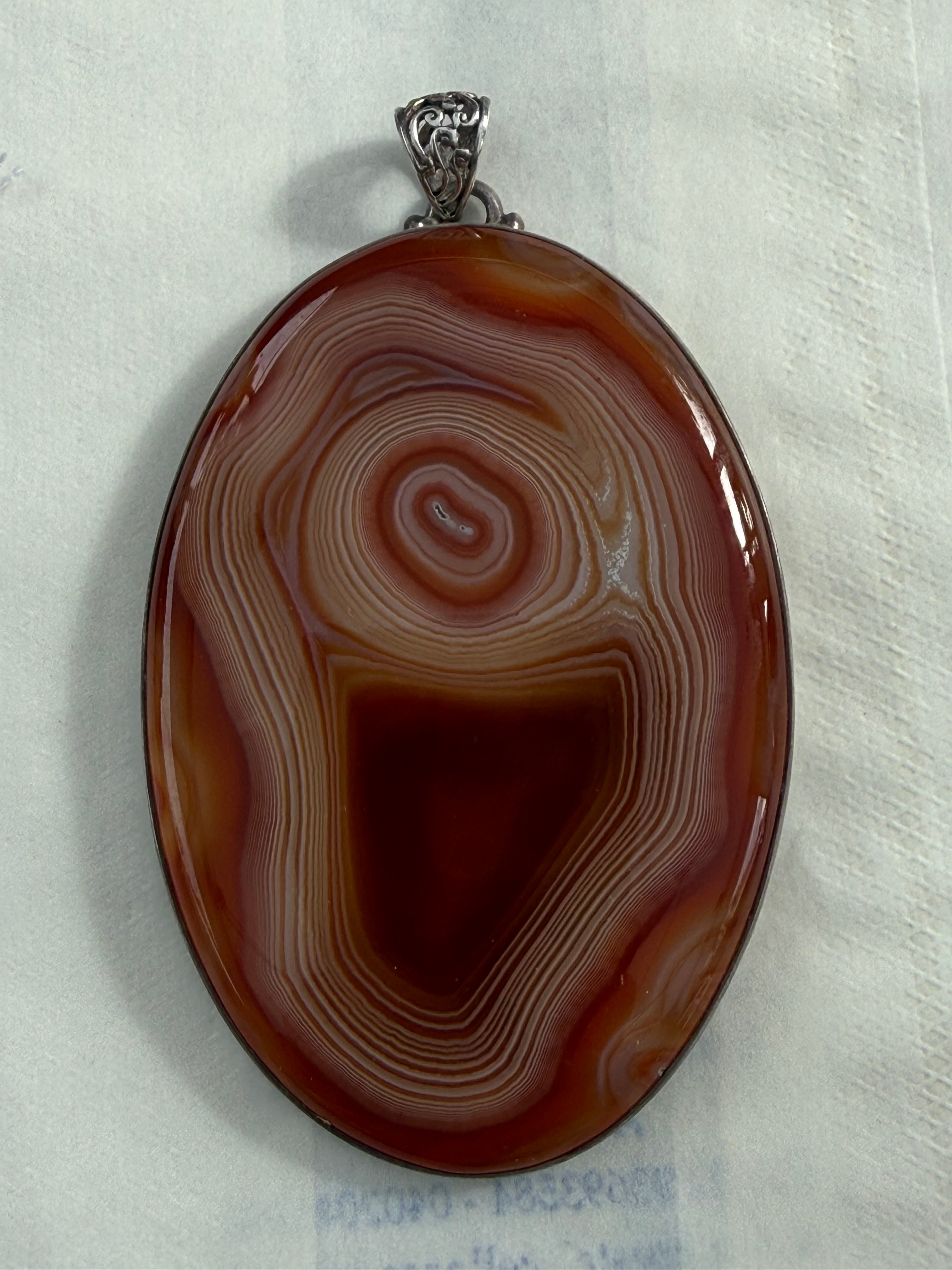 Lake Superior Agate Michigan Silver Pendant 72mmx50mm Crystal Wellness