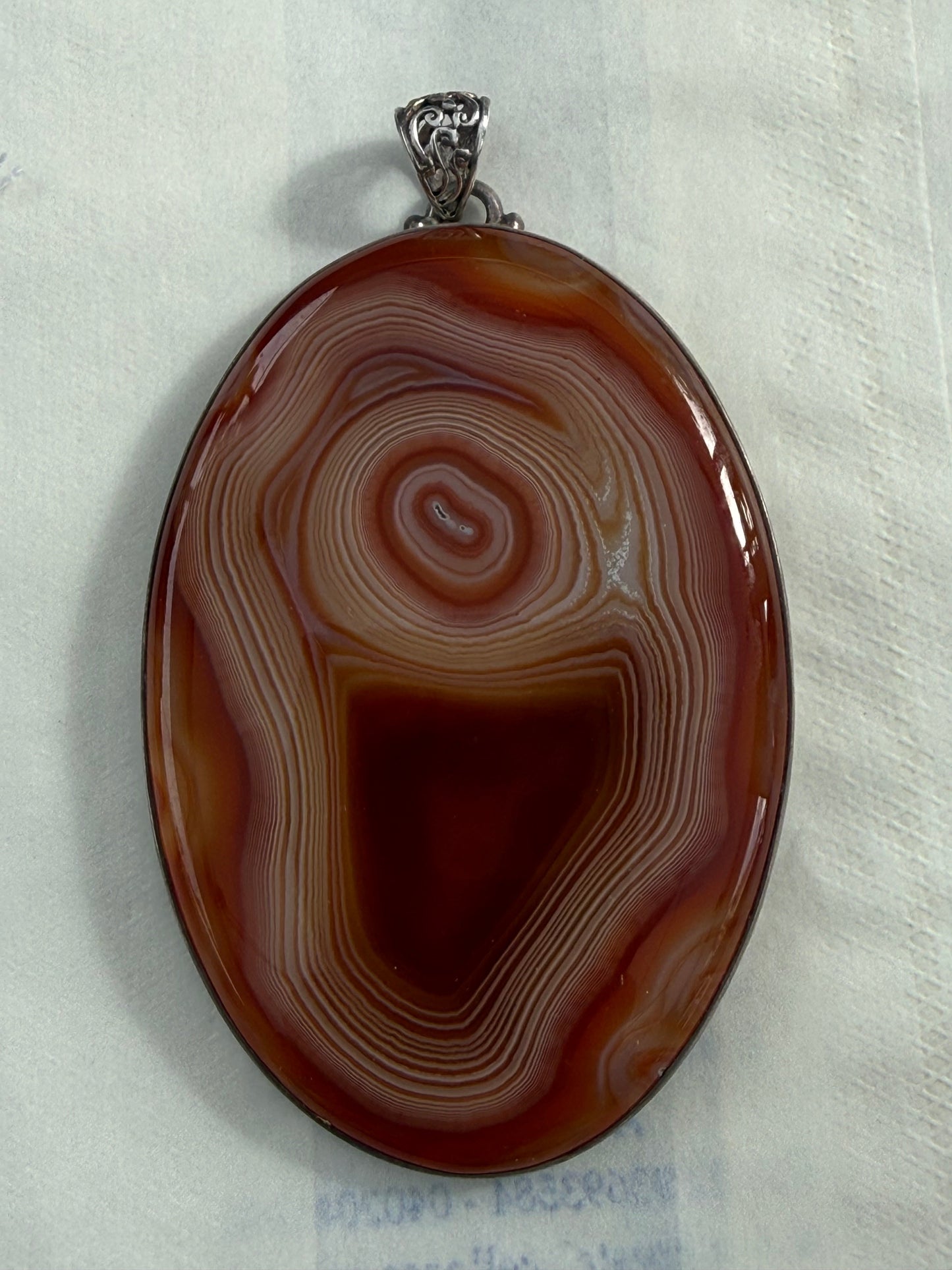 Lake Superior Agate Michigan Silver Pendant 72mmx50mm Crystal Wellness