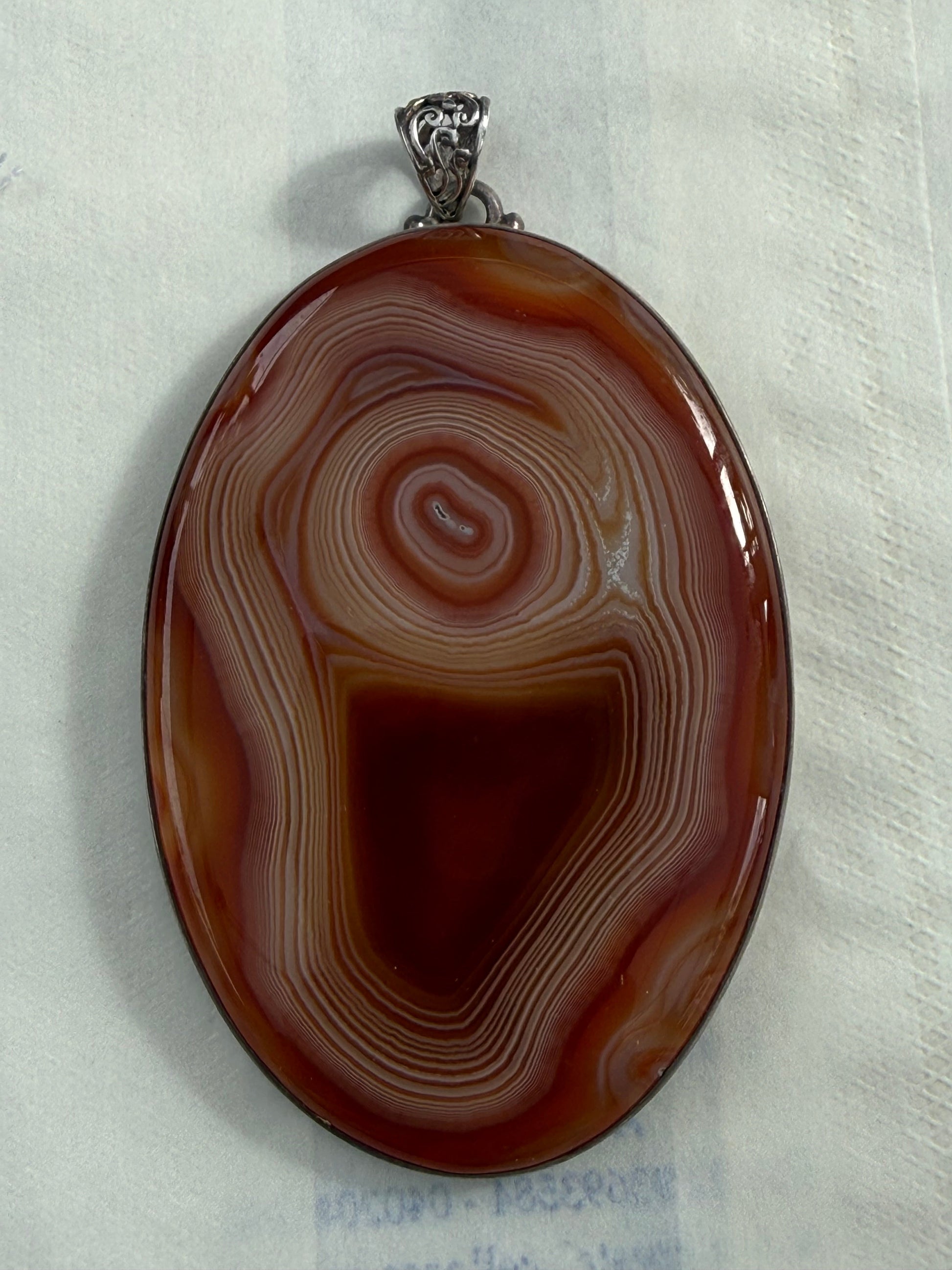 Lake Superior Agate Michigan Silver Pendant 72mmx50mm Crystal Wellness