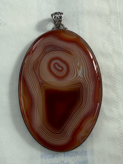 Lake Superior Agate Michigan Silver Pendant 72mmx50mm Crystal Wellness
