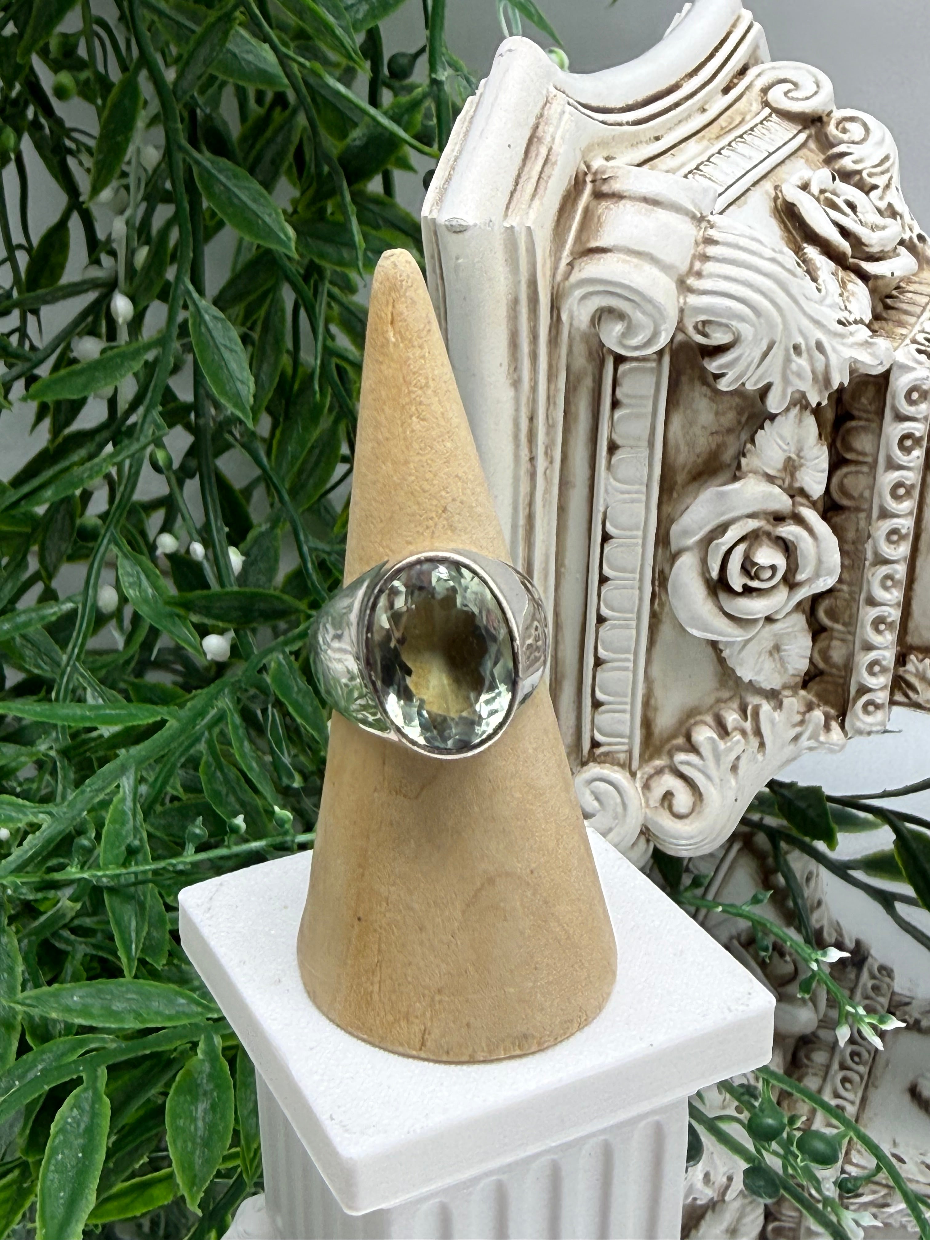 Green Amethyst Sterling Silver Men’s Ring – Clarity, Balance & Heart-Centred Strength Crystal Wellness