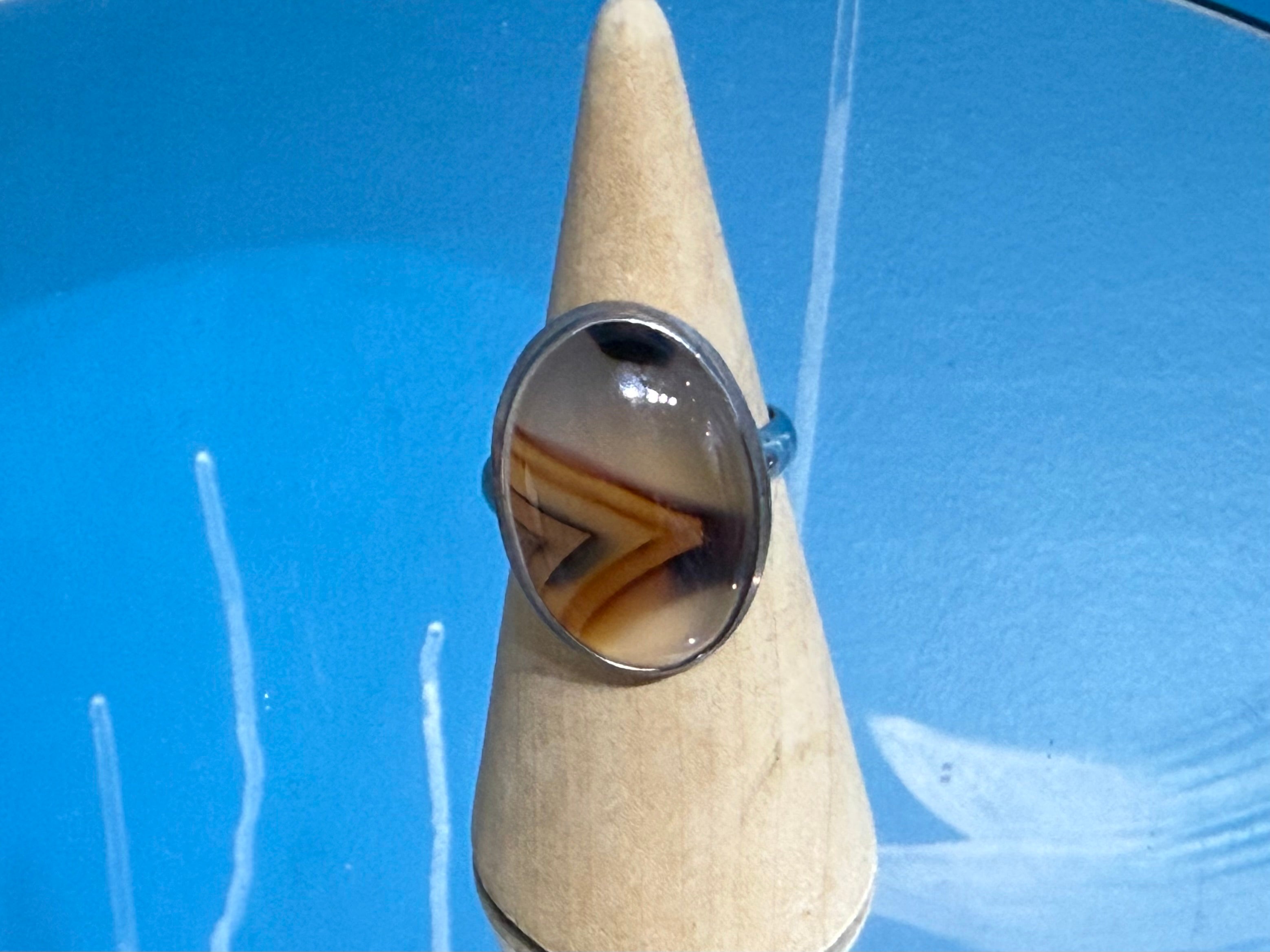 Montana Agate Ring, size 9 – Stone of Calm, Clarity & Natural Balance Crystal Wellness