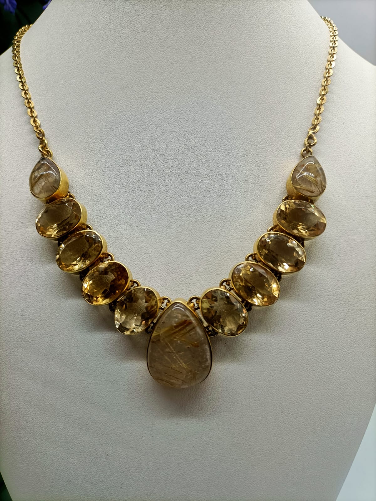 Citrine and Golden Rutile 18ct Gold Plated Necklace Crystal Wellness