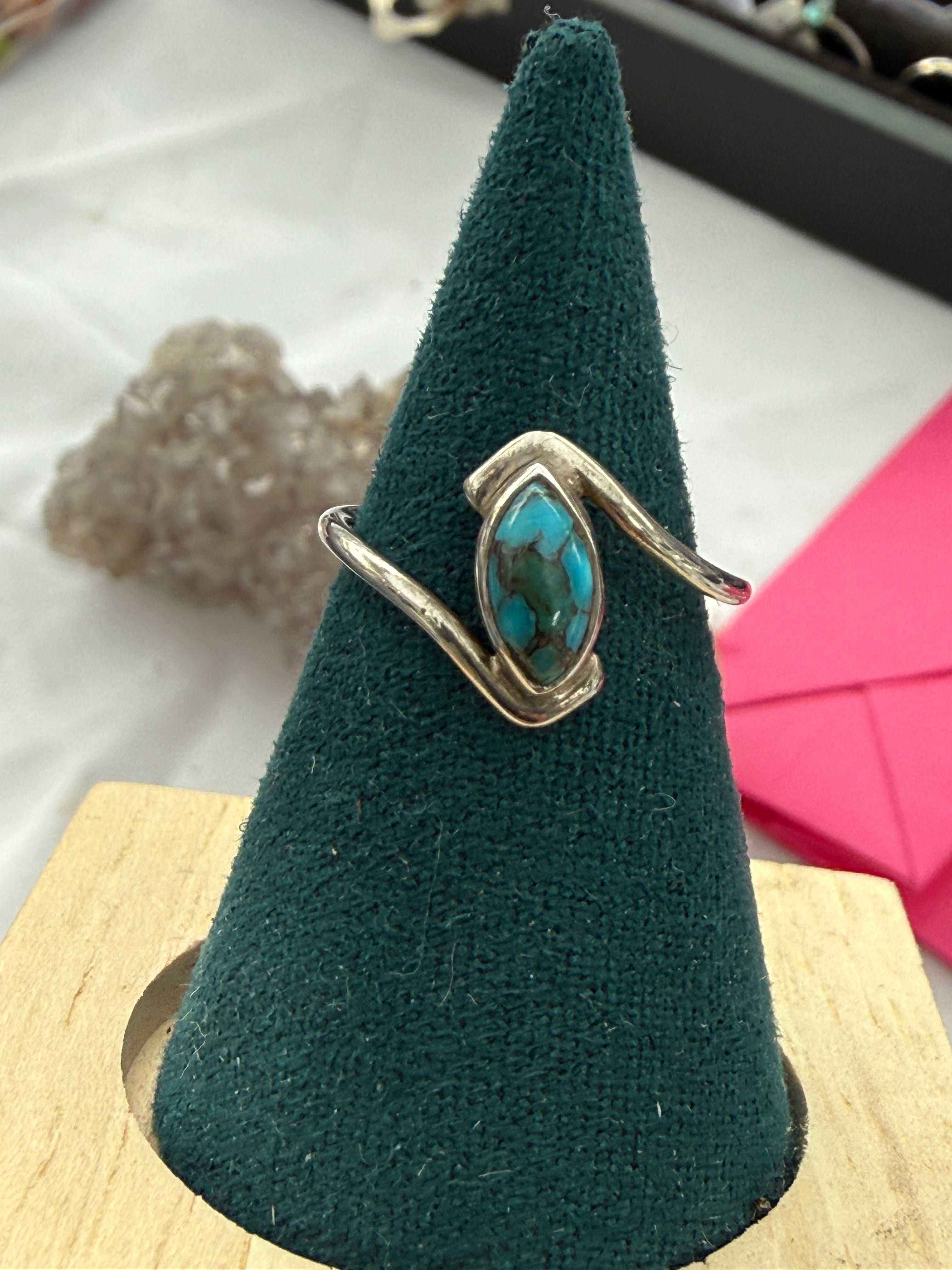 Blue Copper Turquoise Ring – A Stone of Strength, Communication & Positive Energy, size 5.5 Crystal Wellness