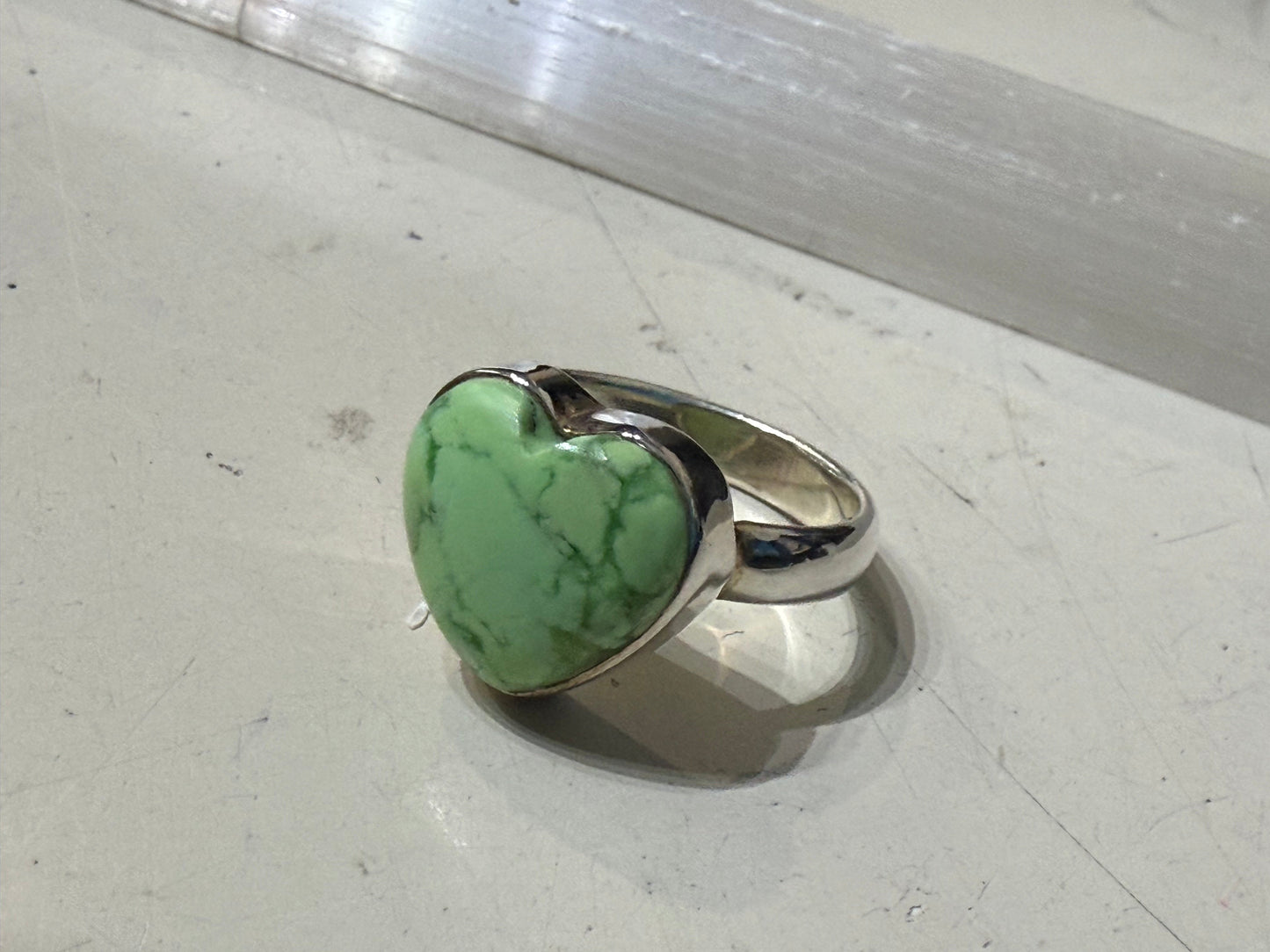 Lemon Chrysoprase Ring
A gentle ray of renewal, hope, and heart-healing energy. Size 7.5 Crystal Wellness