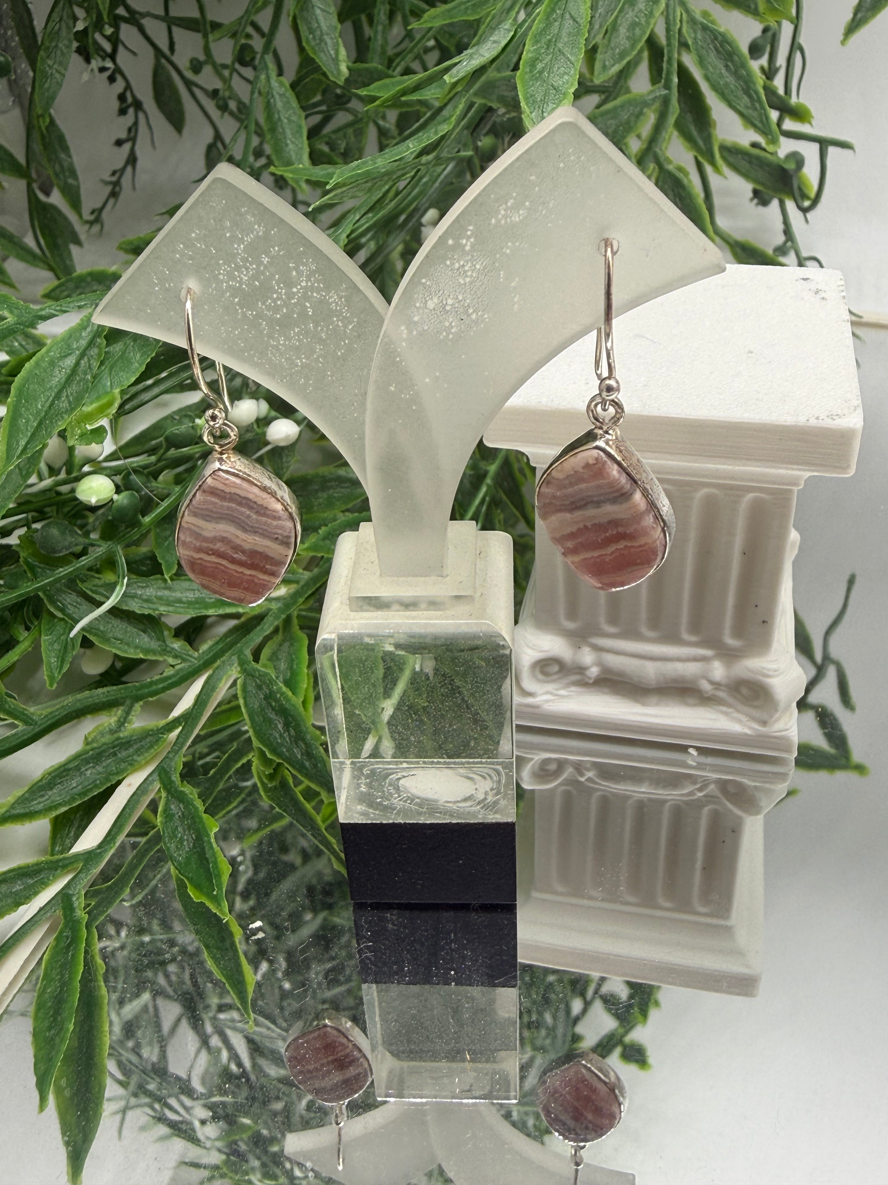 Rhodochrosite Sterling Silver (92.5) Earrings Crystal Wellness