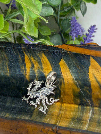 🐉 Dragon Silver Pendant — Strength, Protection & Transformation, 12mmx18mm Crystal Wellness