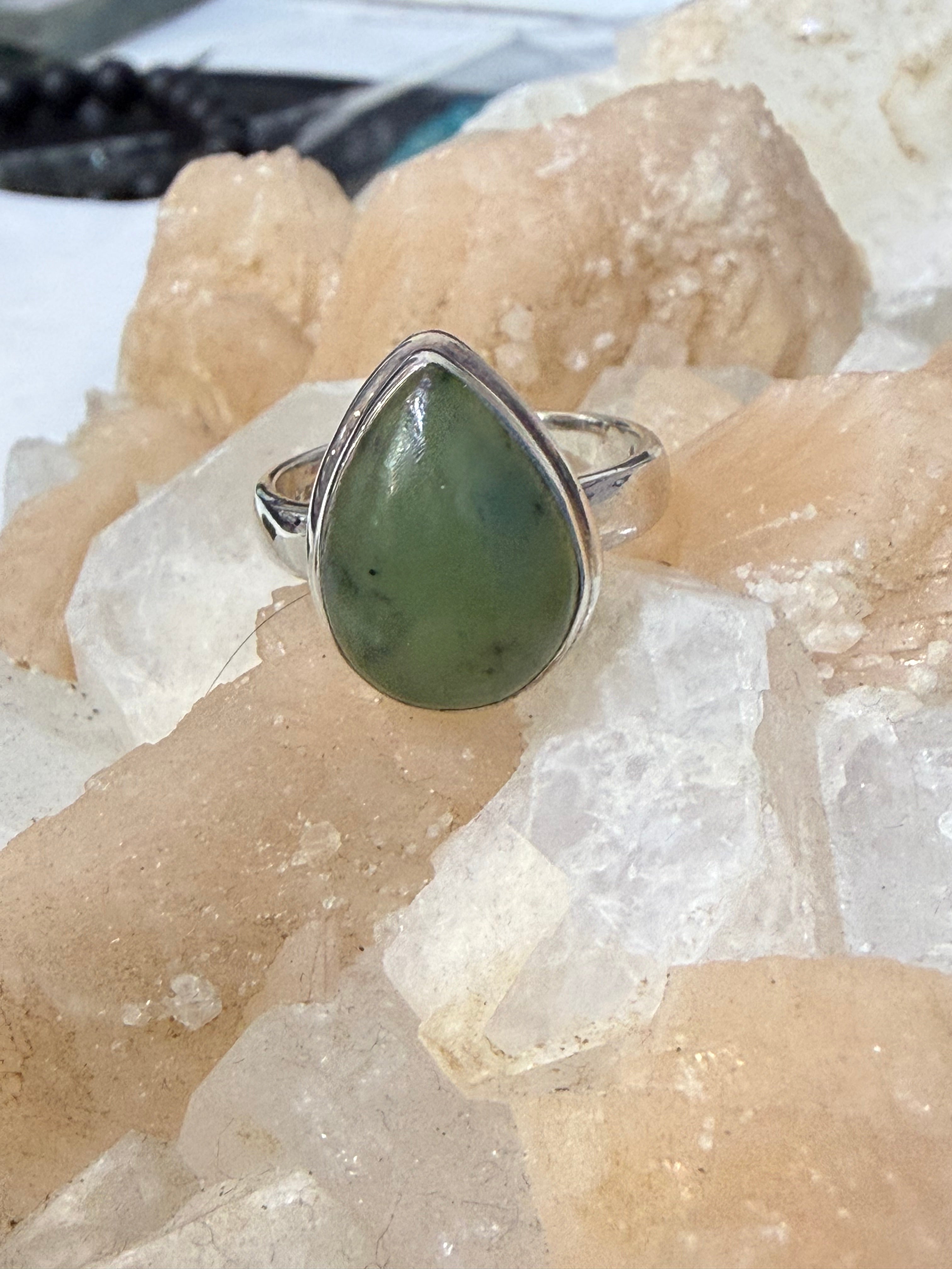 Nephrite Jade Ring, size 7 – Stone of Harmony & Ancient Wisdom Crystal Wellness