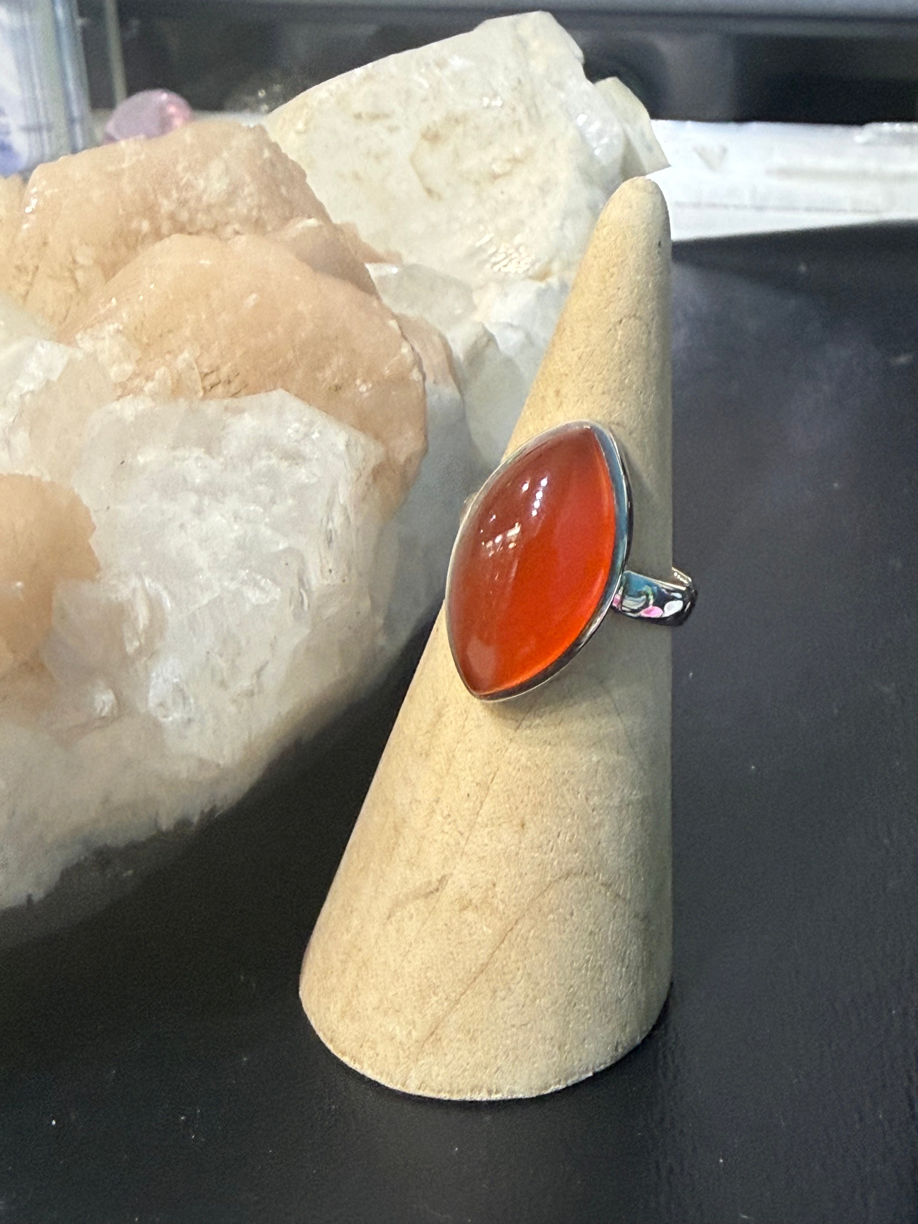 Carnelian Sterling Silver Ring – Size 6.5 | Flame of Confidence & Creative Vitality Crystal Wellness