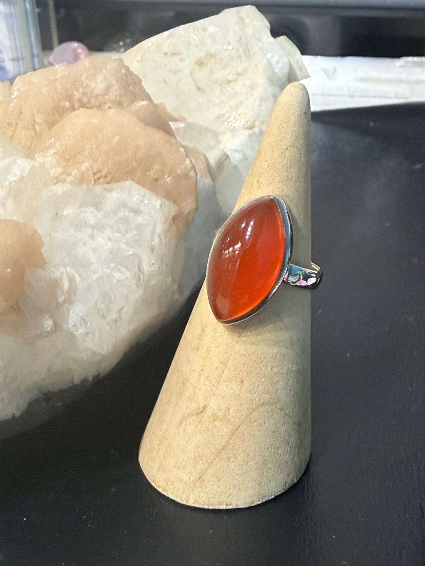 Carnelian Sterling Silver Ring – Size 6.5 | Flame of Confidence & Creative Vitality Crystal Wellness