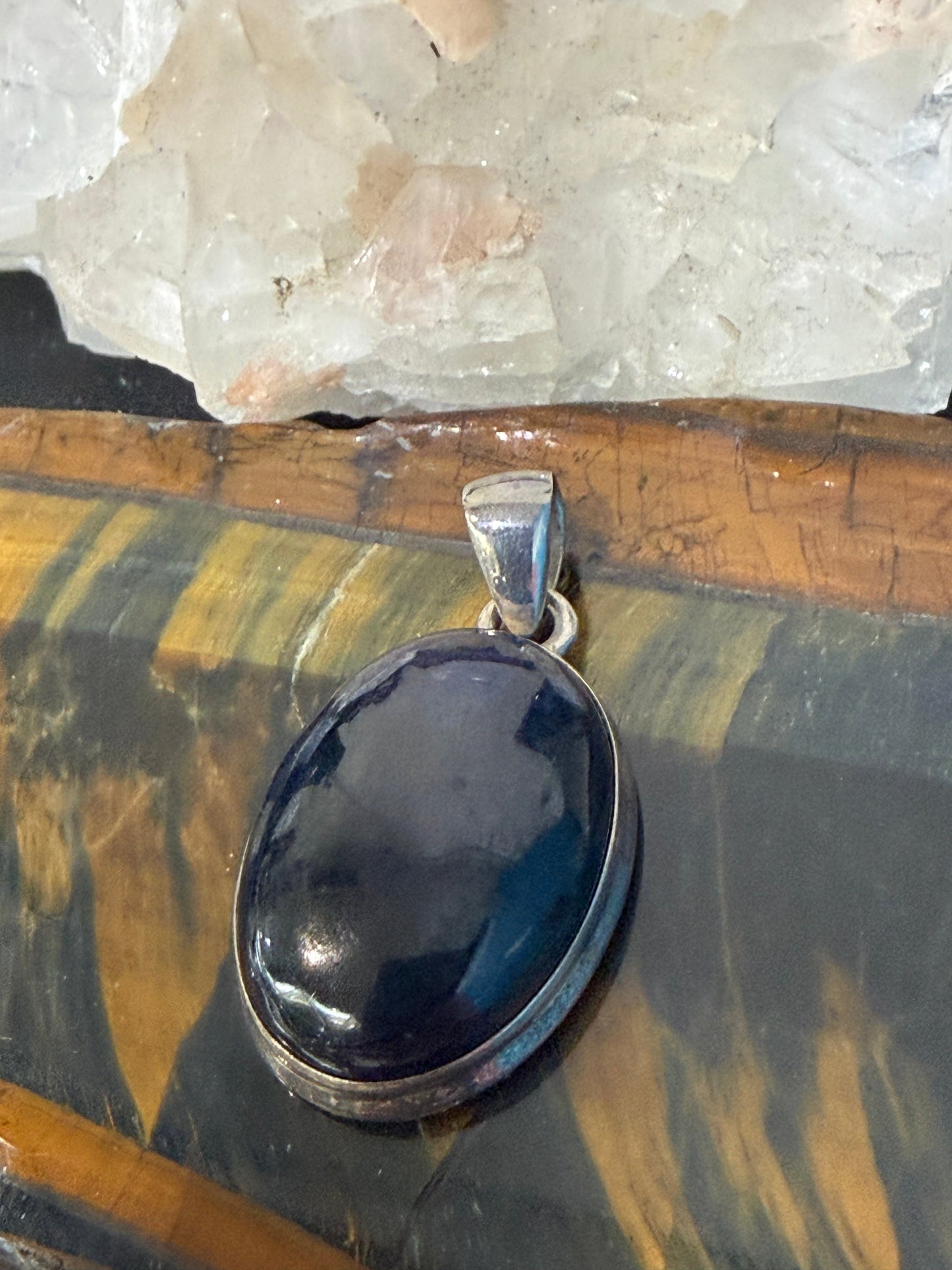 Deep Blue Apatite Pendant, 29mmx21mm Crystal Wellness